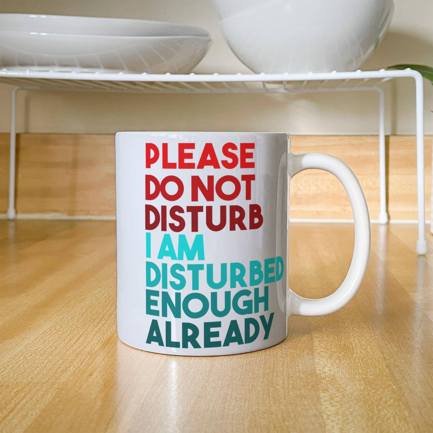 Please Do Not Disturb I Am Disturbed Enough Already- White Porcelain Coffee Mug 11 Oz Funny Quotes Coffee Mug