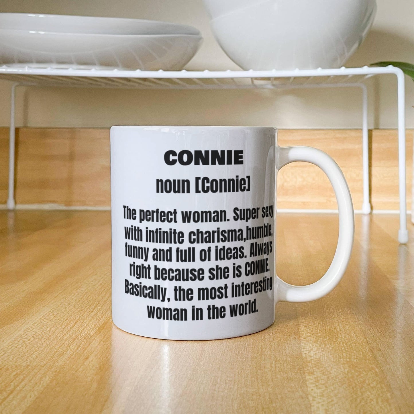 Connie First Name Adult Definition - Funny White Porcelain Coffee Mug Cute Ceramic Cup 11 oz