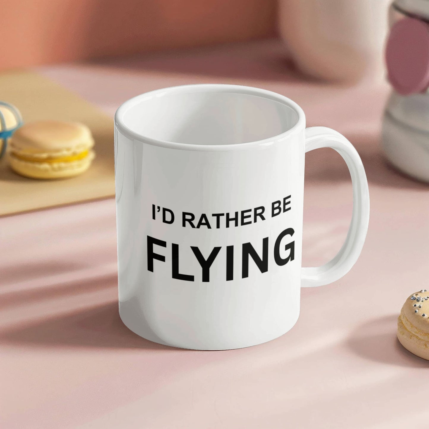 Pilot shot glass quotes mugs, I'd rather be flying - White Porcelain Coffee 11 oz