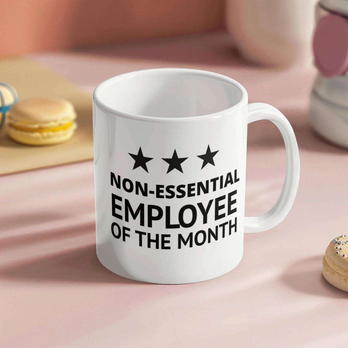 Funny Employee Coffee Mug, Non Essential Employee Of The Month- White Porcelain Coffee Mug 11 Oz Funny Quotes Coffee Mug