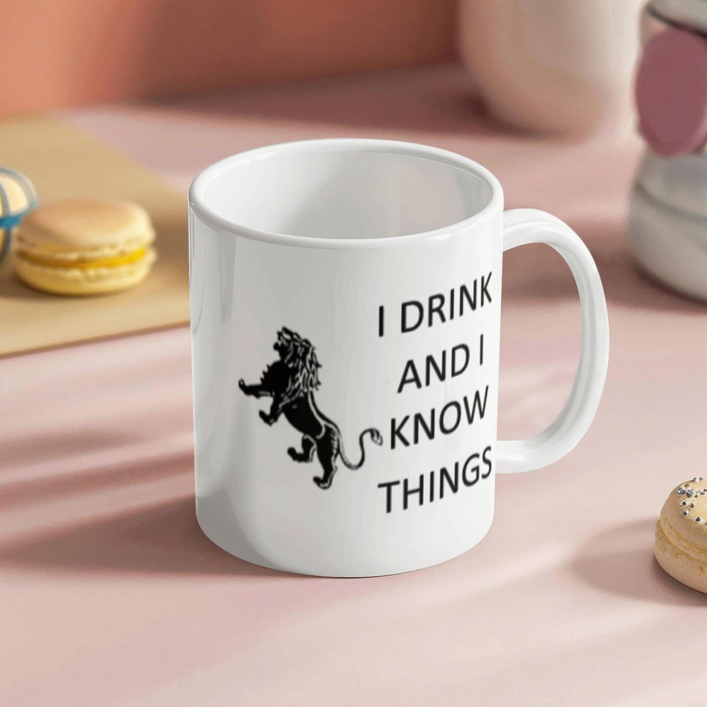 I Drink and I Know Things - Glass Coffee Mug, Funny Cup -  White Coffee Mug 11 oz