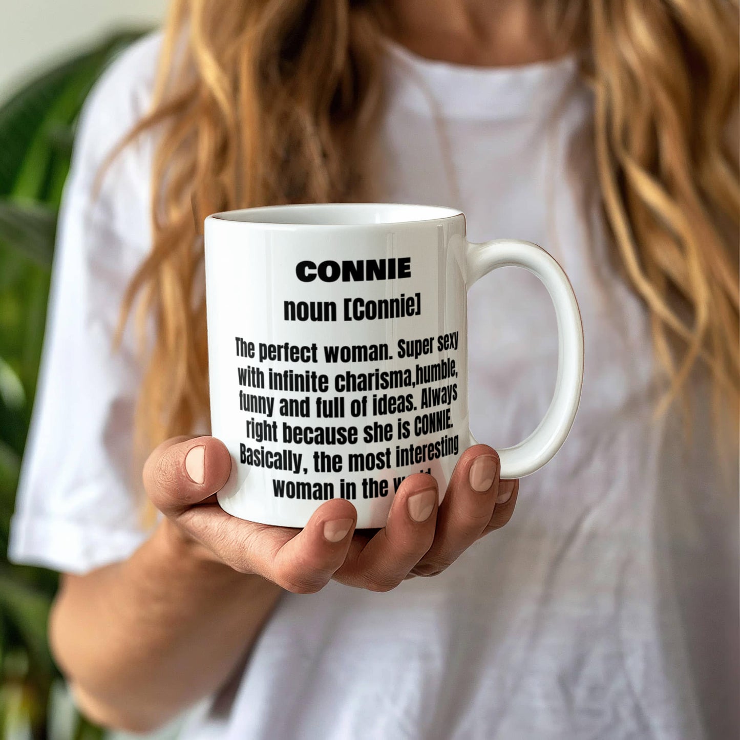 Connie First Name Adult Definition - Funny White Porcelain Coffee Mug Cute Ceramic Cup 11 oz