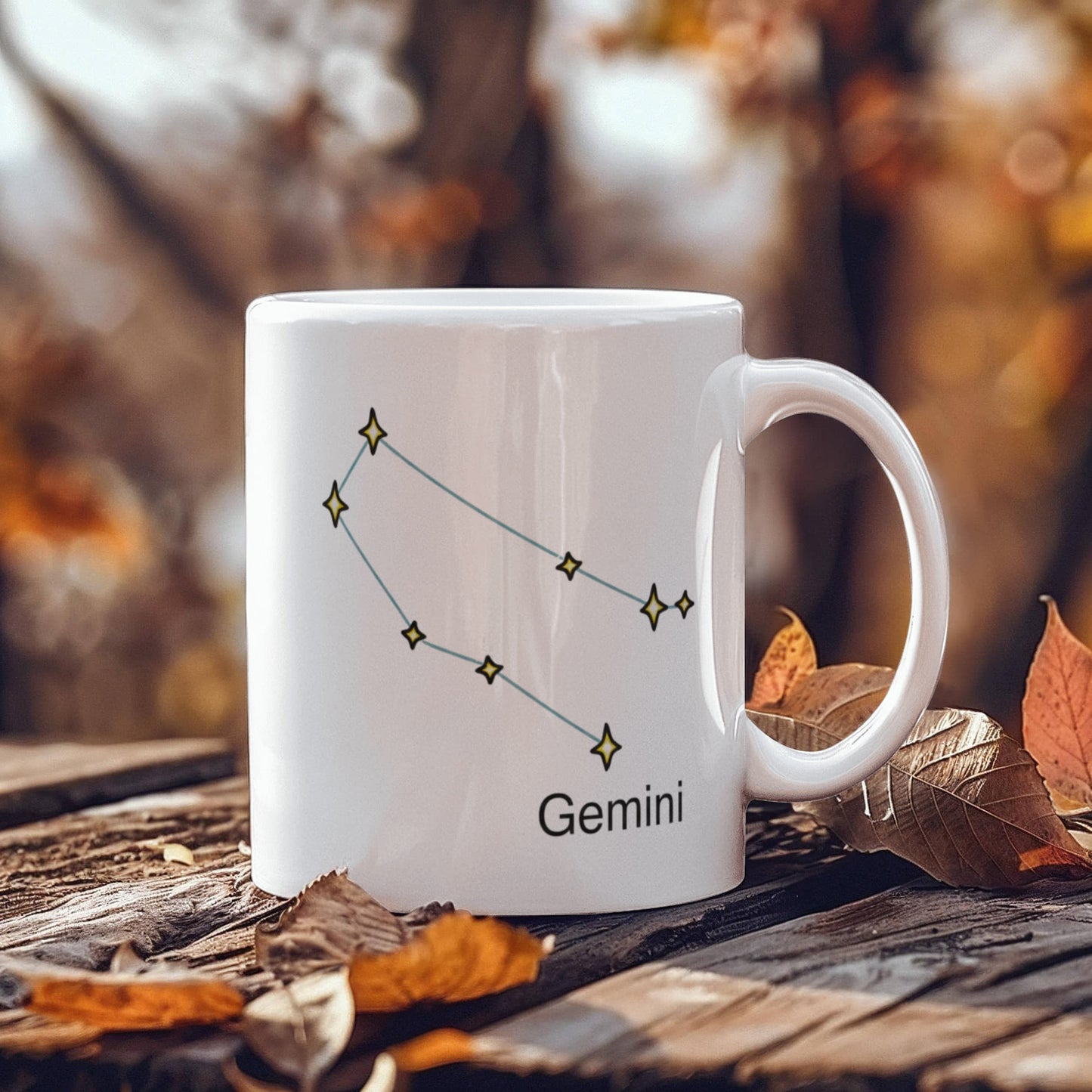 Gemini Zodiac Name Constellation Coffee Mug White Unique Large Big White Coffee cup-Stars Appear in the White Sky-11 OZ-Ceramic-Gifts for Birthday,Chr