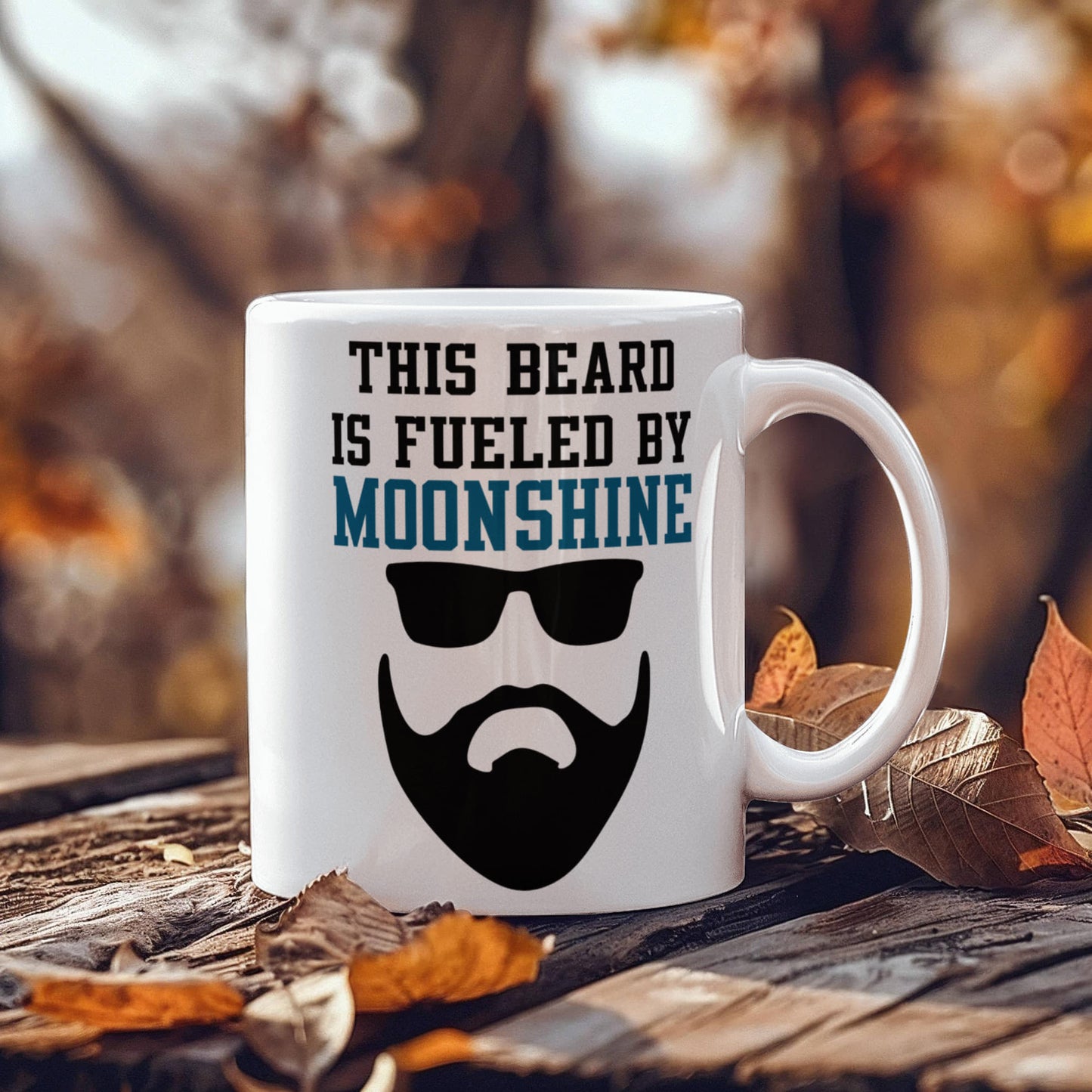 Might Be Coffee or Alcohol Coffee Mug, This Beard Is Fueled By Moonshine-White Porcelain Coffee Mug 11 oz