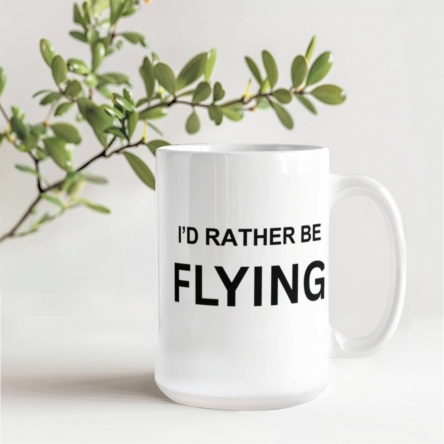 Pilot shot glass quotes mugs, I'd rather be flying - White Porcelain Coffee 11 oz
