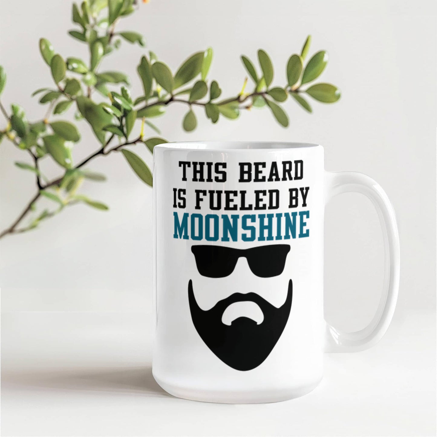 Might Be Coffee or Alcohol Coffee Mug, This Beard Is Fueled By Moonshine-White Porcelain Coffee Mug 11 oz
