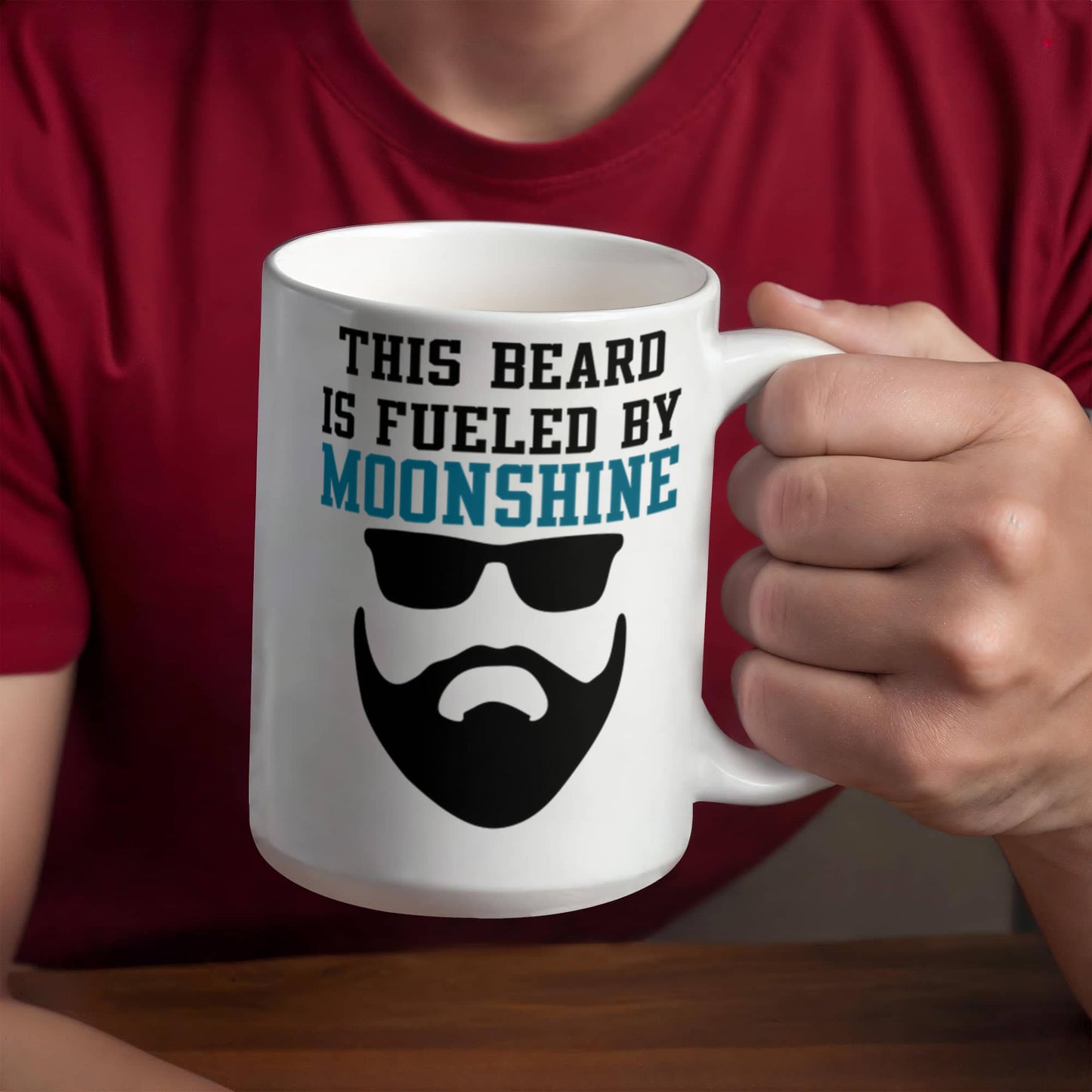 Might Be Coffee or Alcohol Coffee Mug, This Beard Is Fueled By Moonshine-White Porcelain Coffee Mug 11 oz