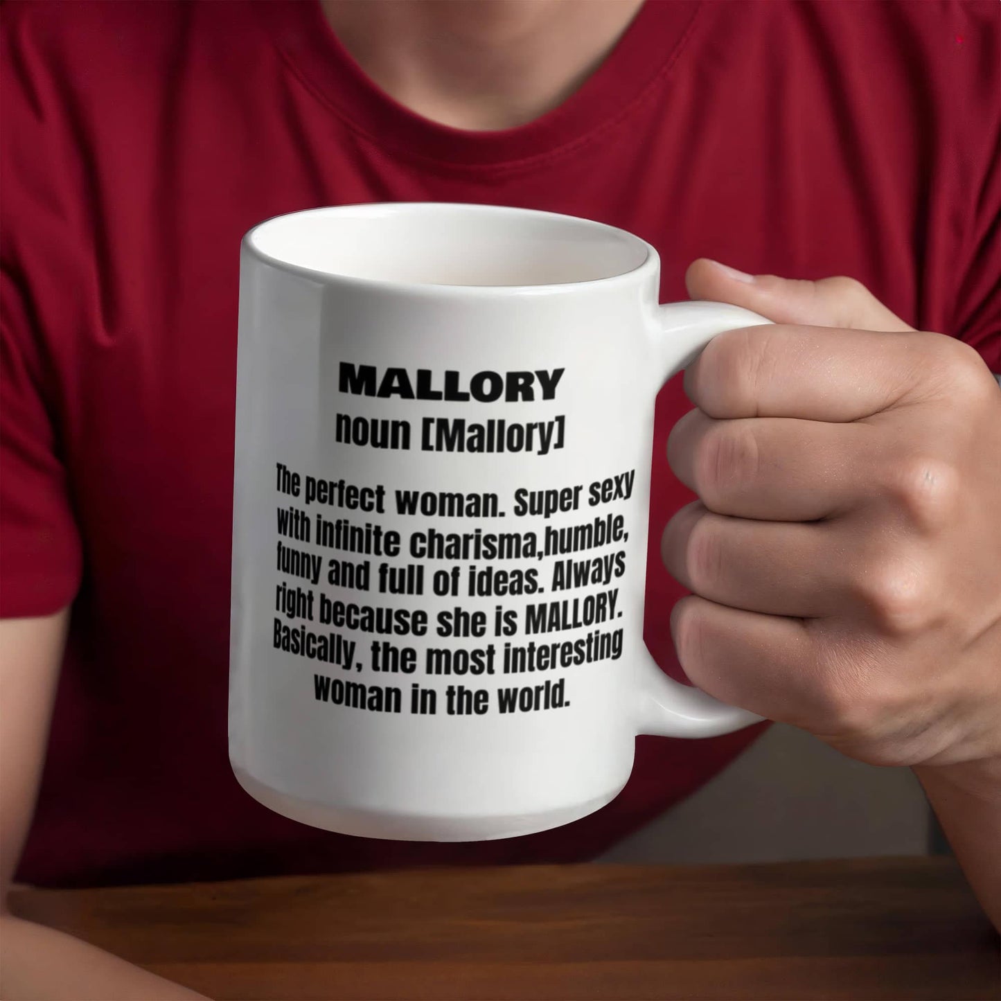 Mallory First Name Adult Definition - Funny White Porcelain Coffee Mug Cute Ceramic Cup 11 oz