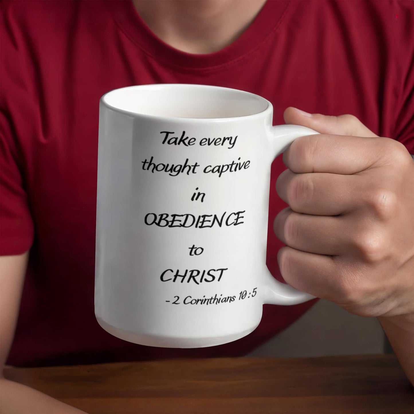 2 Corinthians 10:5 bible quotes, Obedience to Christ - White Coffee Mug Tea Cup 11 oz Gift