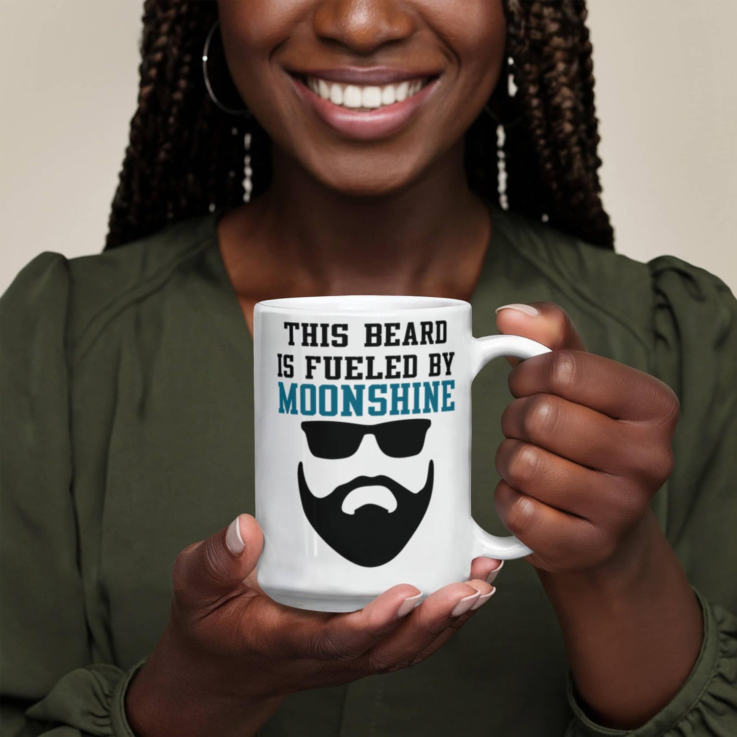 Might Be Coffee or Alcohol Coffee Mug, This Beard Is Fueled By Moonshine-White Porcelain Coffee Mug 11 oz