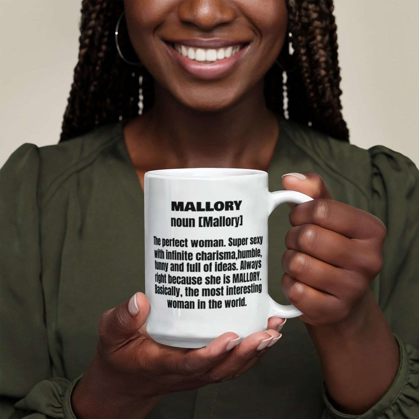 Mallory First Name Adult Definition - Funny White Porcelain Coffee Mug Cute Ceramic Cup 11 oz