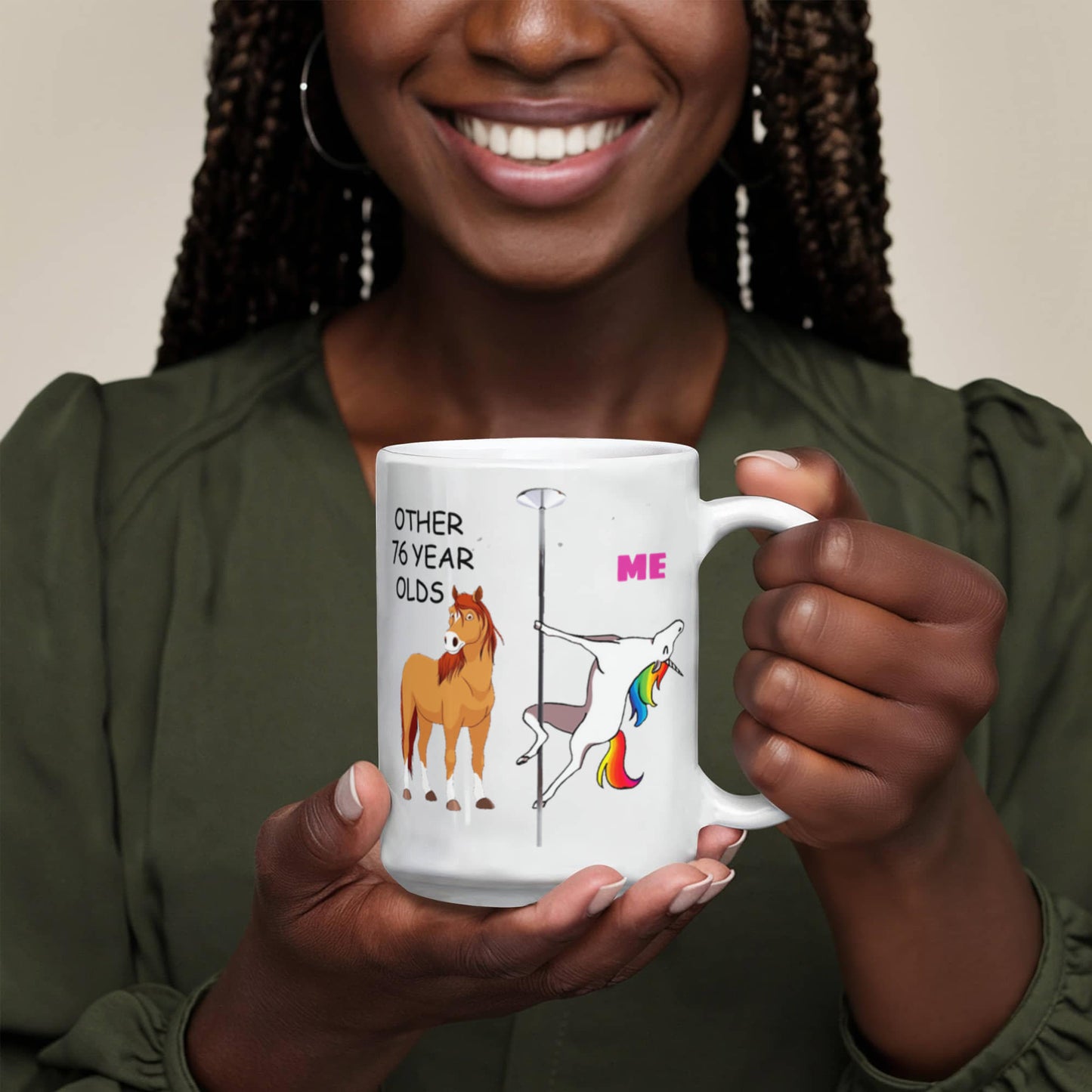 76th Birthday Gift for Women - Other 76 Year Olds Me Unicorn Coffee Mug - Funny White Porcelain Coffee 11 oz