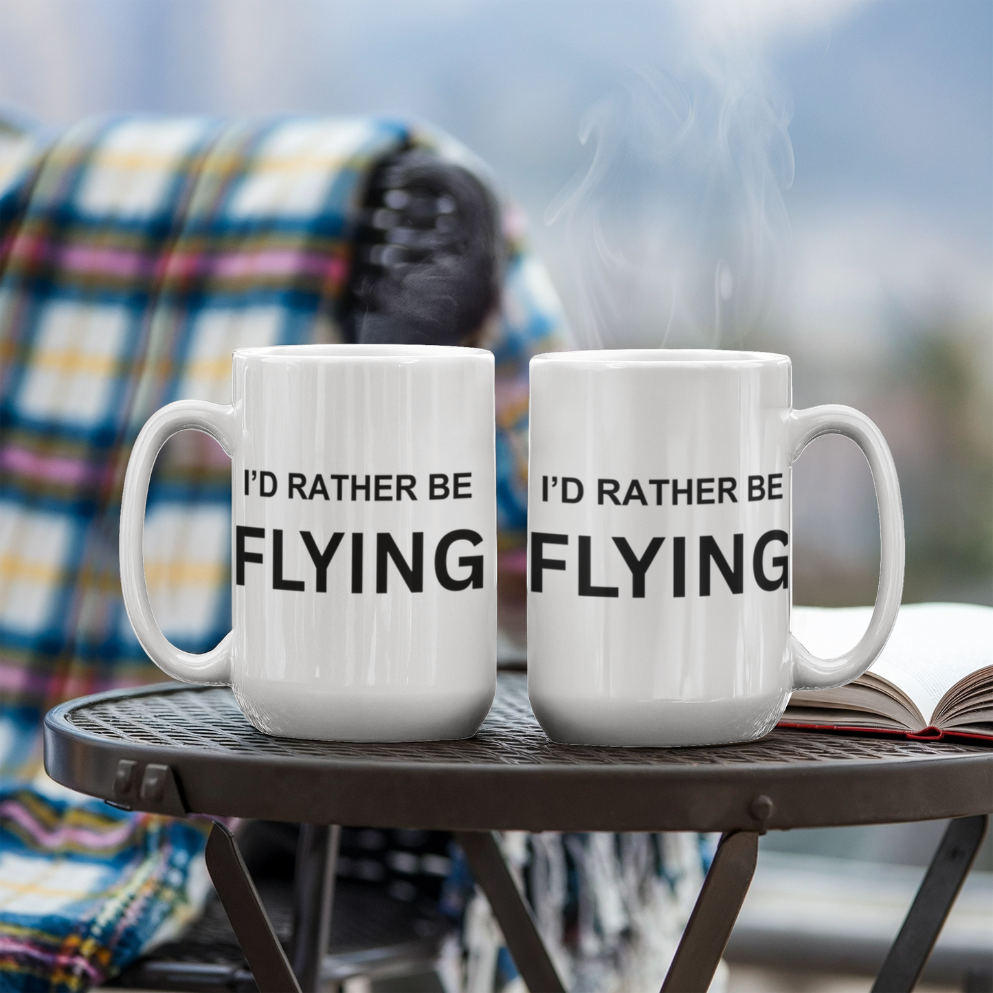 Pilot shot glass quotes mugs, I'd rather be flying - White Porcelain Coffee 11 oz