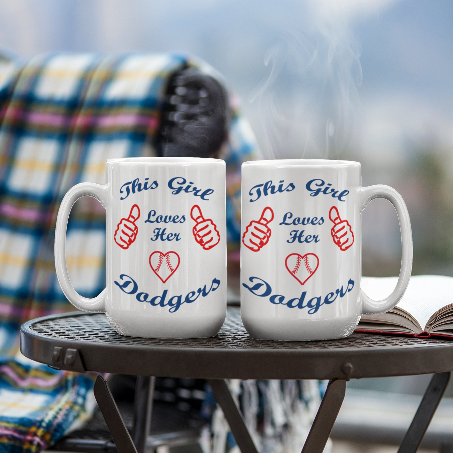 Baseball Fan Coffee Mug, This Girl Loves Her Dodgers- White Porcelain Coffee Mug 11 oz For Baseball Player, Fan, Baseball Lover