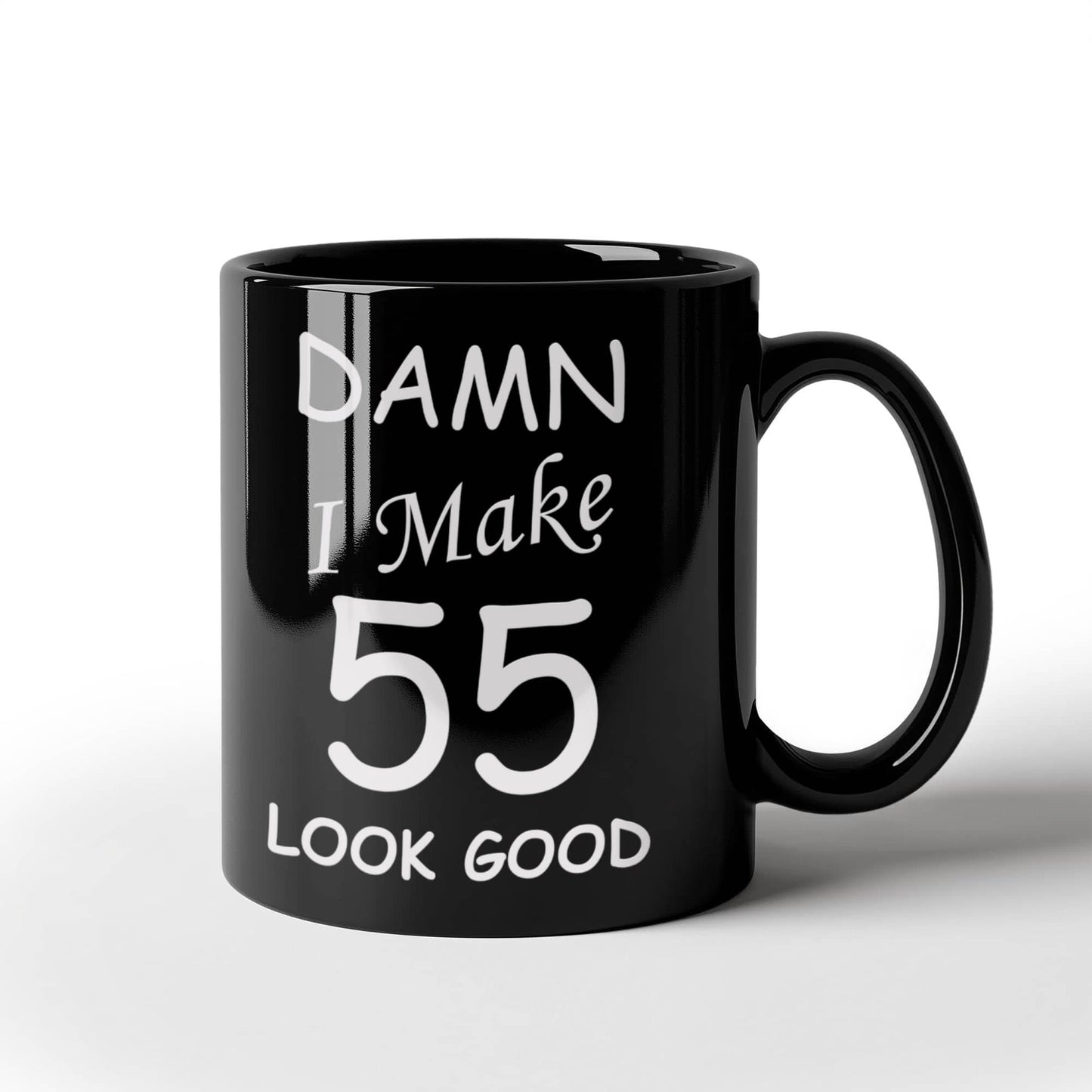 55th birthday gifts for men women - Damn I Make 55 Look Good-Black Ceramic Coffee Mug 11 oz