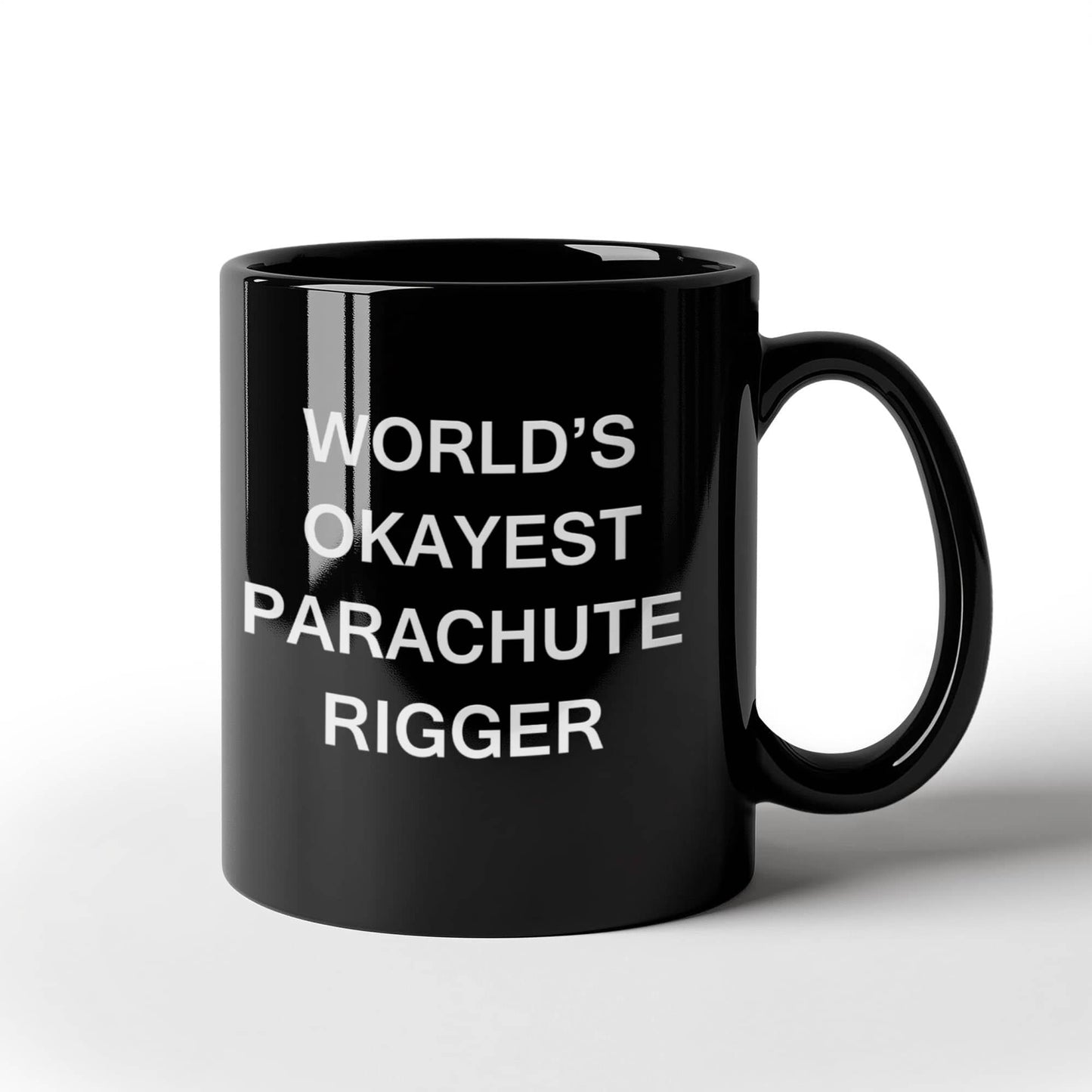 Funny Mug - World's Okayest Parachute rigger - Porcelain Black coffee mugs 11 oz