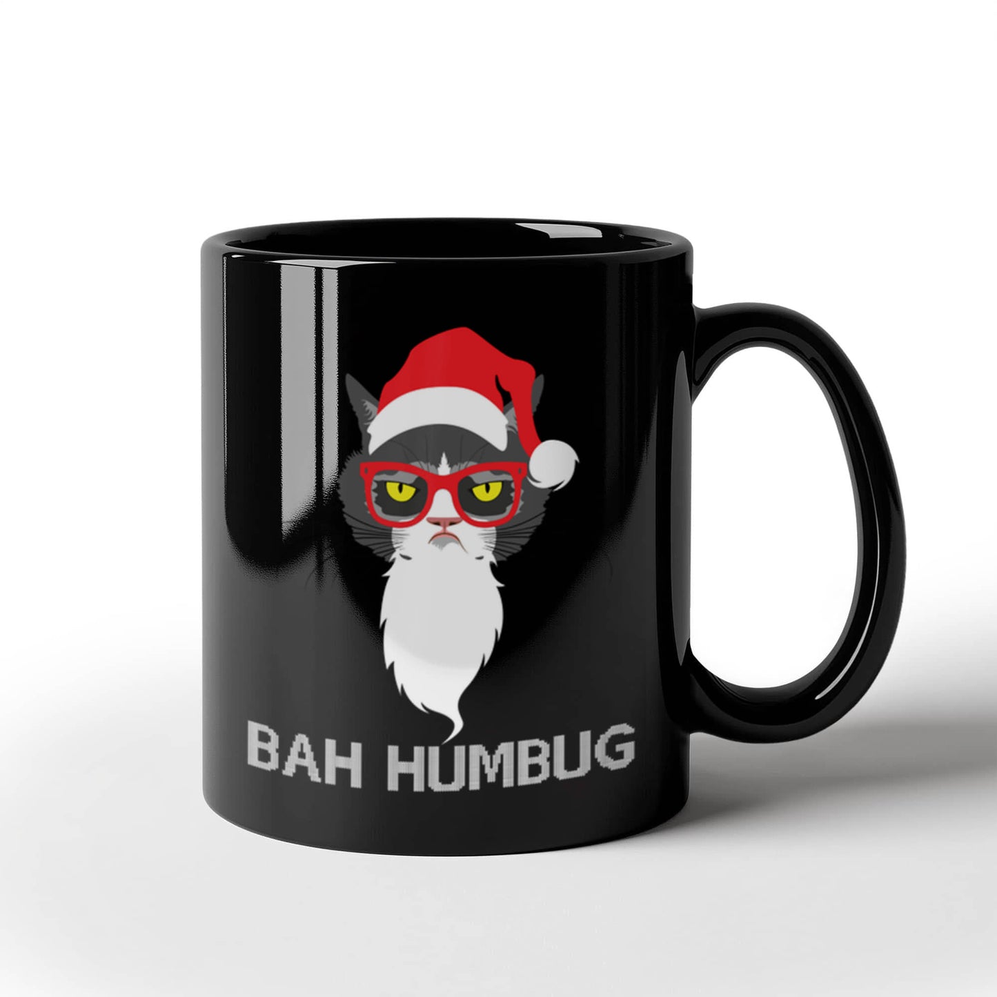 Bah Humbug Black Coffee Mugs Christmas Special Santa - Black Coffee Tea Mugs - 15 Oz