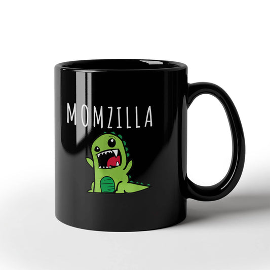 Momzilla,Dinosaur Momster Mothers Day Cheeky Coffee Mug, Moms Birthday Mug- Black Porcelain Coffee Mug 11 Oz Moms Mug