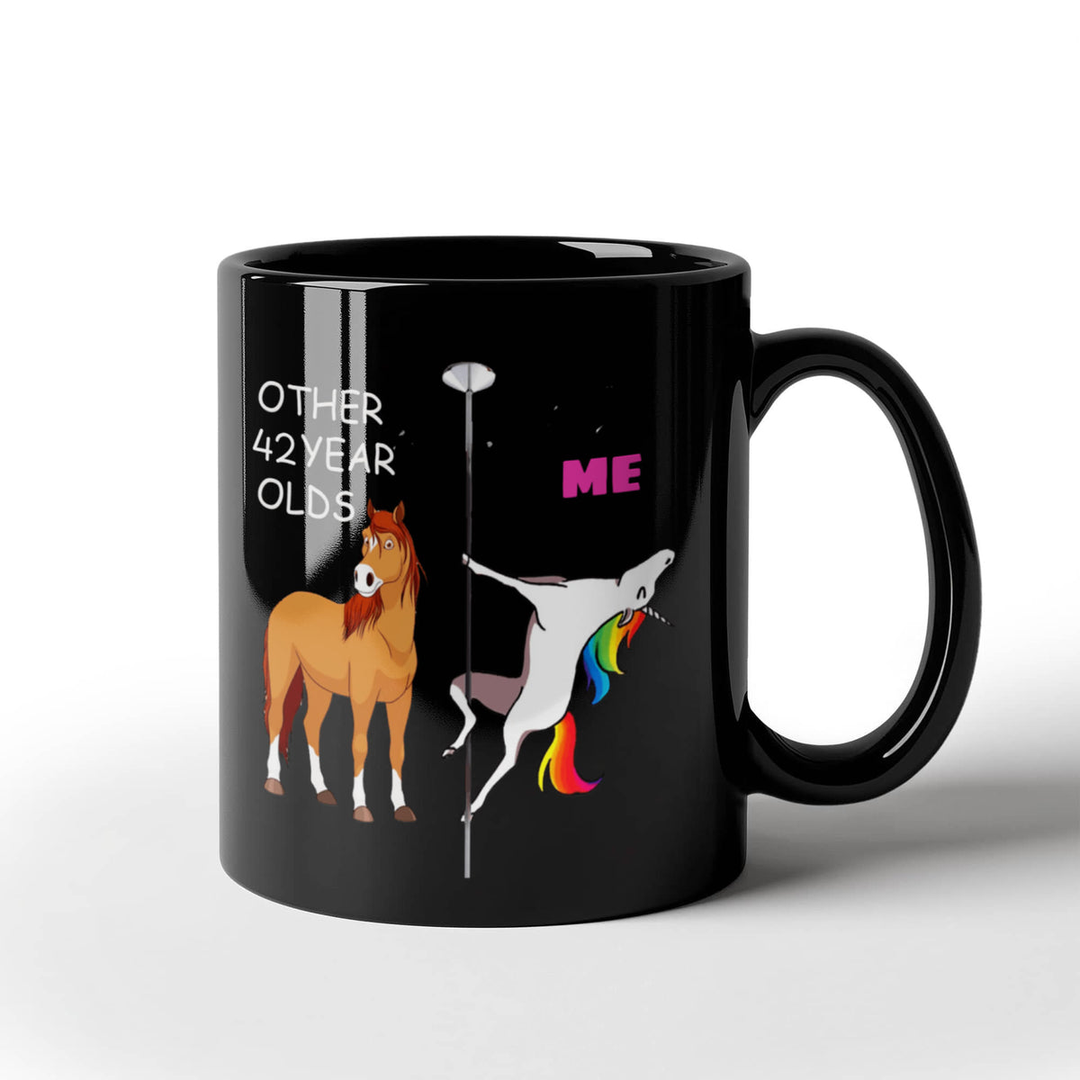 42nd Birthday Gift for Women - Other 42 Year Olds Me Unicorn Coffee Mug - Black Porcelain Coffee 11 oz for Grandma, Mom, Sister, Best Friend, Women, H