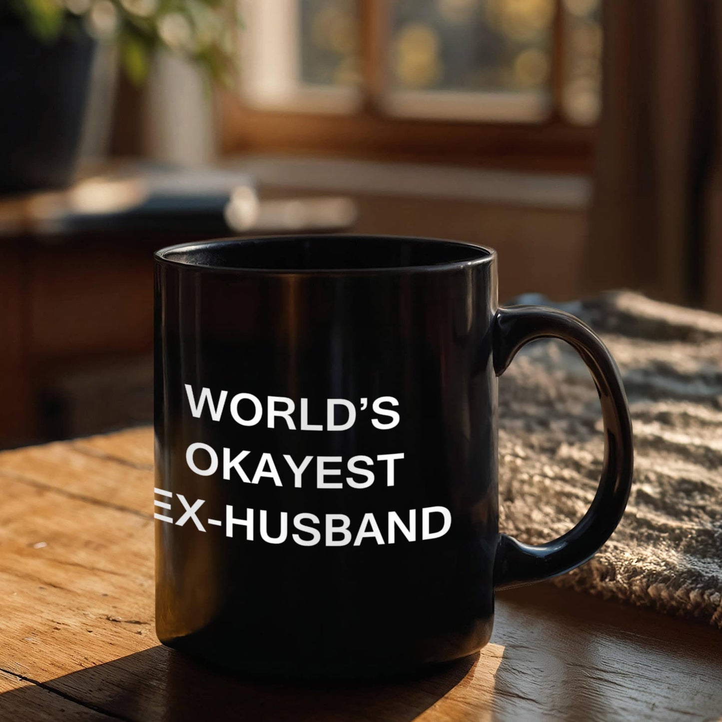 Funny Mug, Gifts For Ex-Husbands - World's Okayest Ex-Husband - Porcelain Black Funny Coffee Mug & Coffee Cup Gifts 11 oz