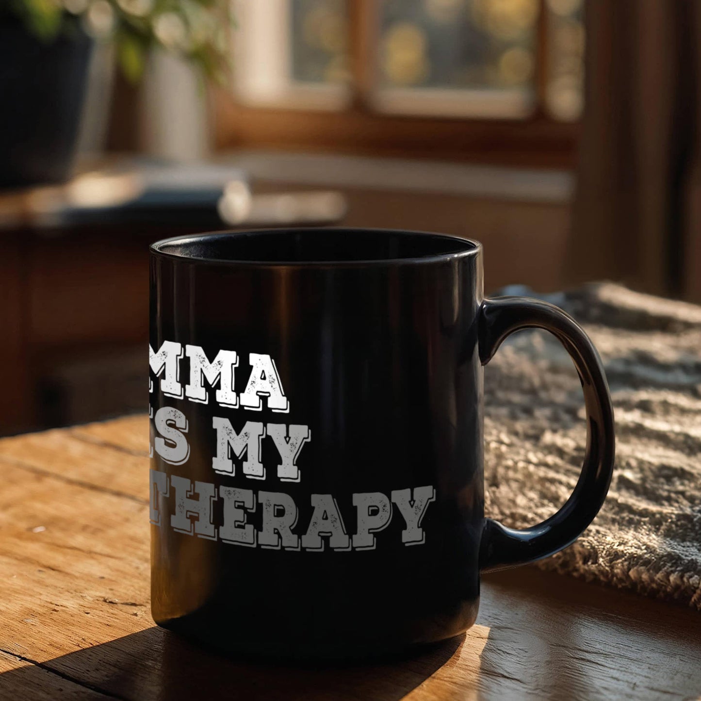 Best MMA Fighter Coffee Mug, MMA Is My Therapy-Black Porcelain Coffee Mug 11 o