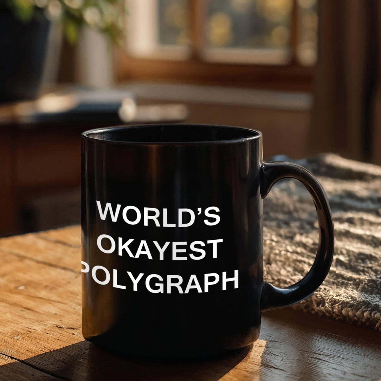 Funny Mug - World's Okayest Polygraph - Porcelain Black Funny Coffee Mug & Coffee Cup Gifts 11 OZ - Funny Inspirational and Sarcasm, Gifts Ideas