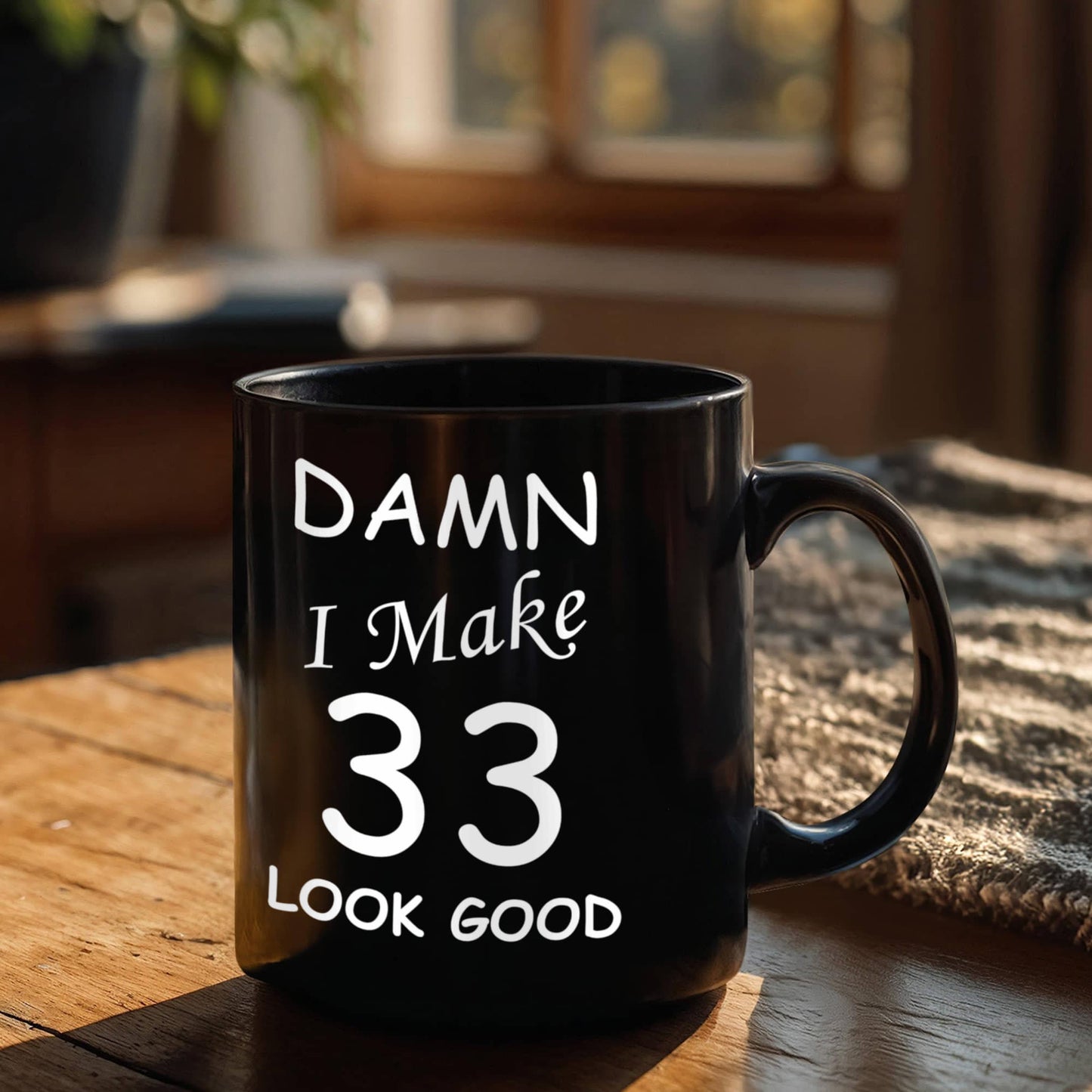 33rd birthday gifts for men/women - Damn I Make 33 Look Good, Born In 1987 Birthday Mugs - Funny Black Porcelain Coffee 11 oz