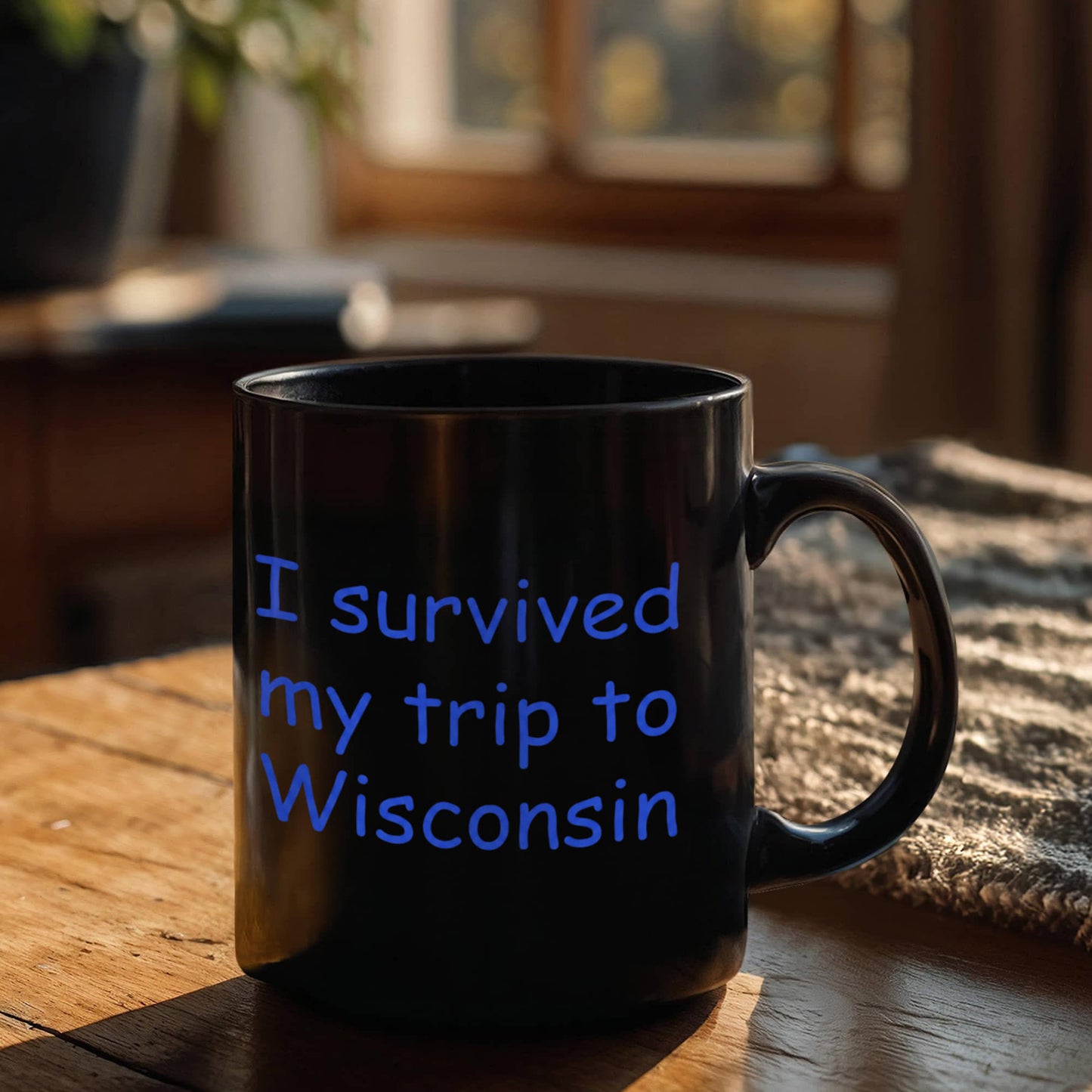 Wisconsin coffee mugs souvenirs , I survived my trip to Wisconsin - Black Coffee Mug Tea Cup 11 oz