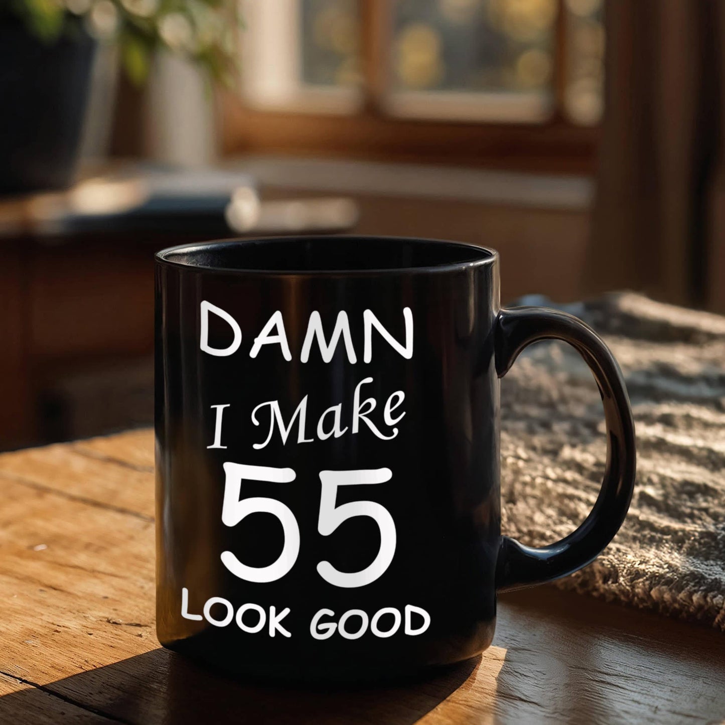 55th birthday gifts for men women - Damn I Make 55 Look Good-Black Ceramic Coffee Mug 11 oz