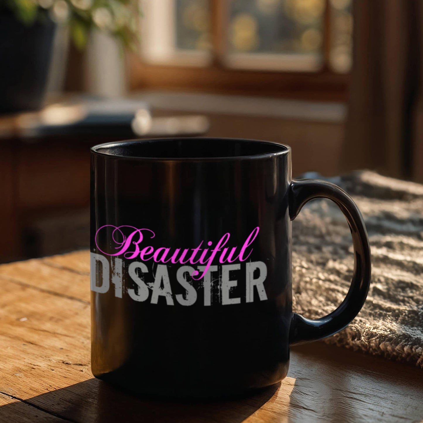 Beautiful Disaster - Funny Black Porcelain Coffee 11 oz