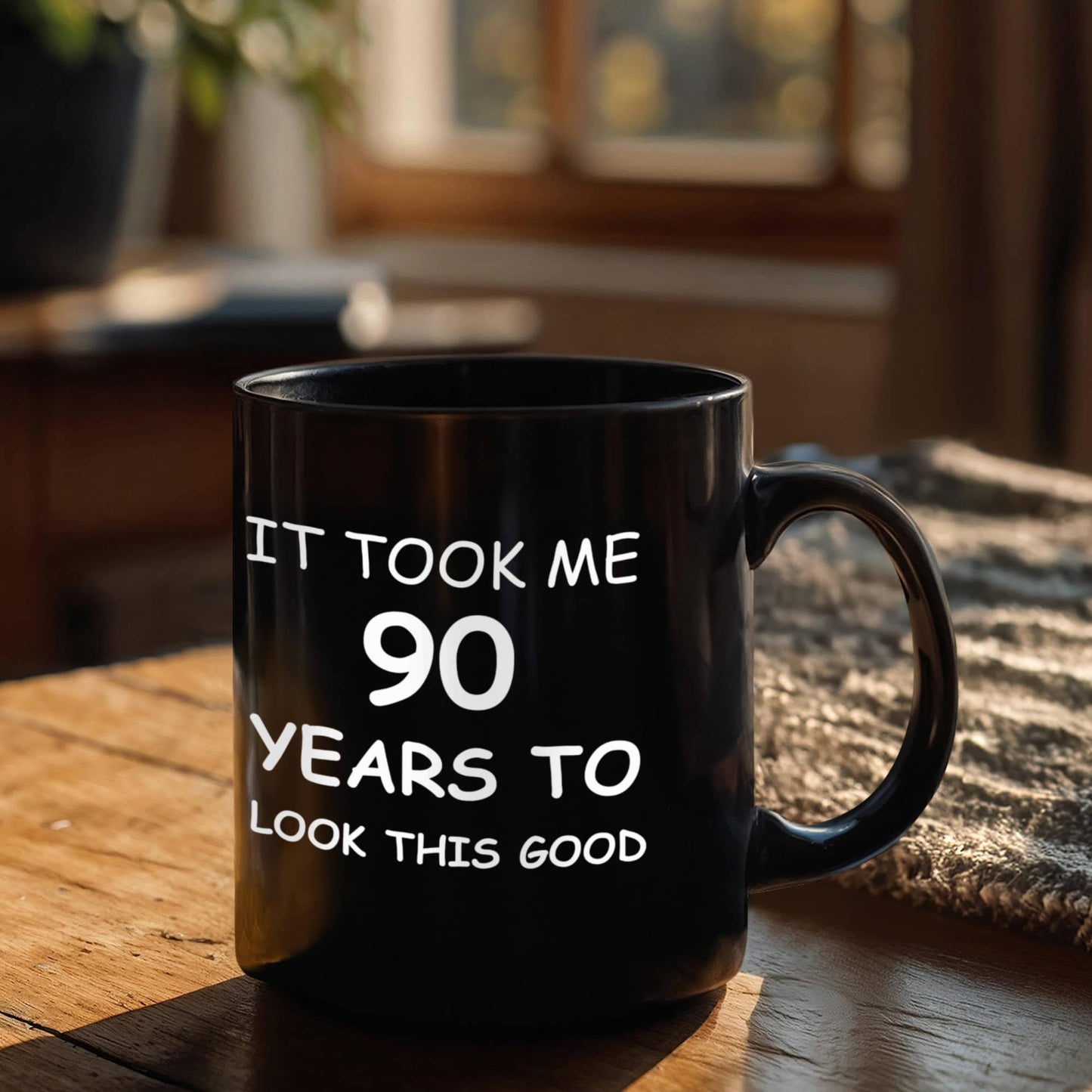 90th Birthday Gifts for Men/Women,Birthday Mugs - It Took me 90 Years to Look This Good - Best 90th Birthday Mug for Family Ceramic Cup Black 11 oz