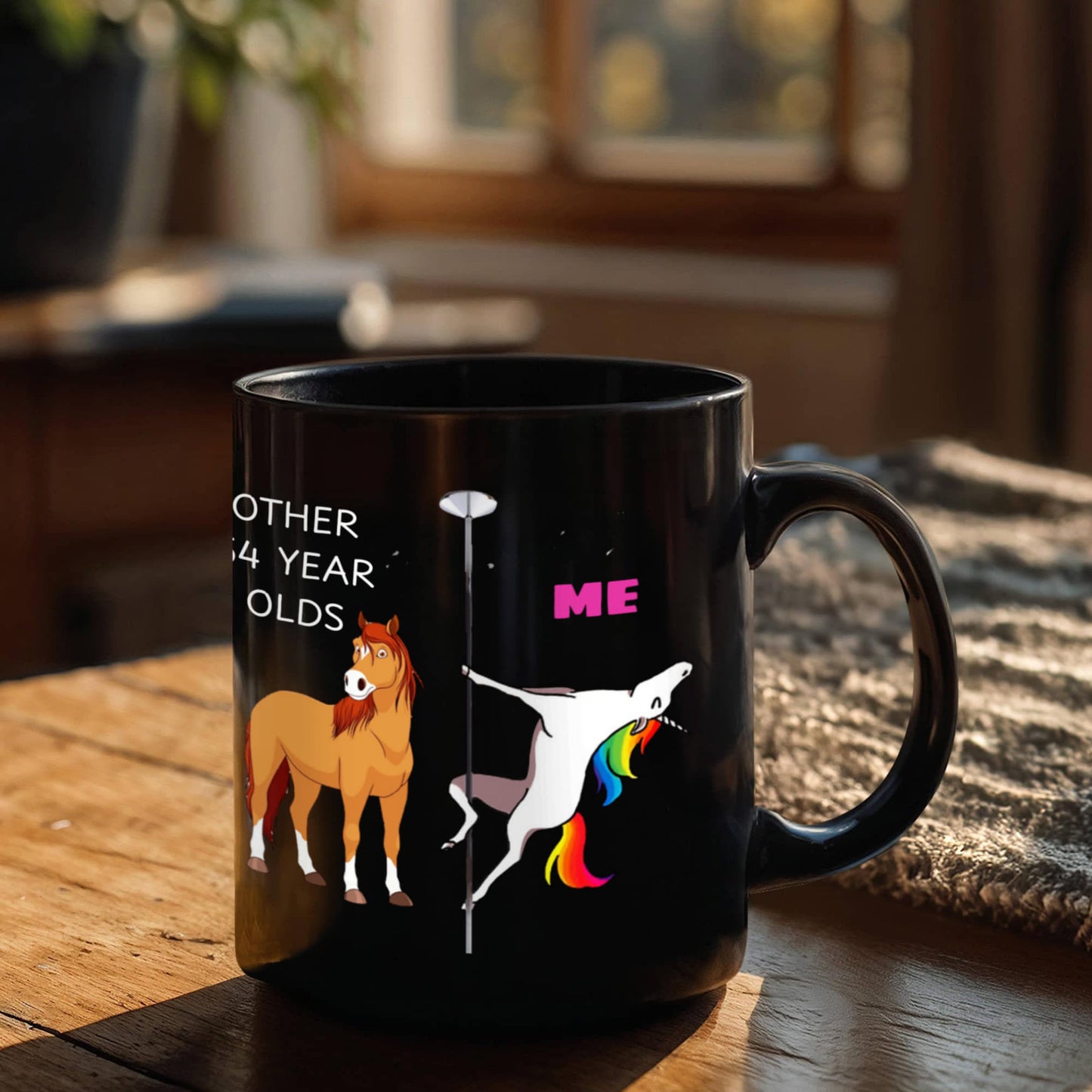 54th Birthday Gift for Women - Other 54 Year Olds Me Unicorn Coffee Mug - Black Porcelain Coffee 11 oz