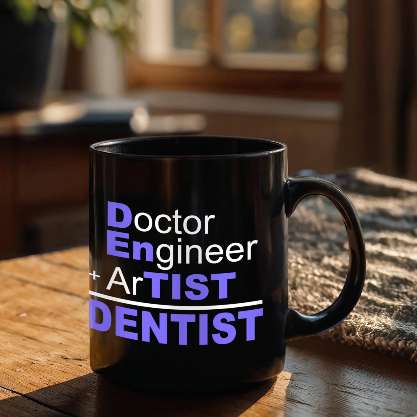 Dentist Coffee Mug, Doctor Engineer Artist Dentist-Black Porcelain Coffee Mug 11 oz for Dental,Doctor, Hygienist, Medical, Graduate