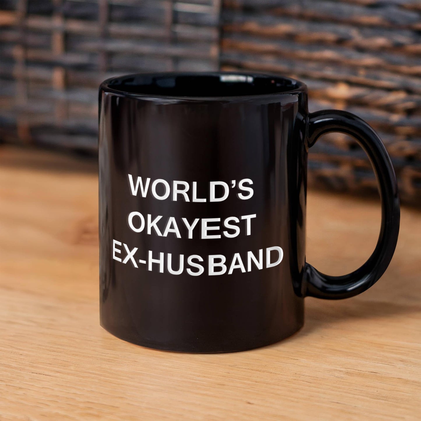 Funny Mug, Gifts For Ex-Husbands - World's Okayest Ex-Husband - Porcelain Black Funny Coffee Mug & Coffee Cup Gifts 11 oz
