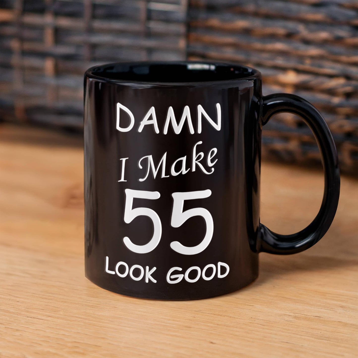 55th birthday gifts for men women - Damn I Make 55 Look Good-Black Ceramic Coffee Mug 11 oz