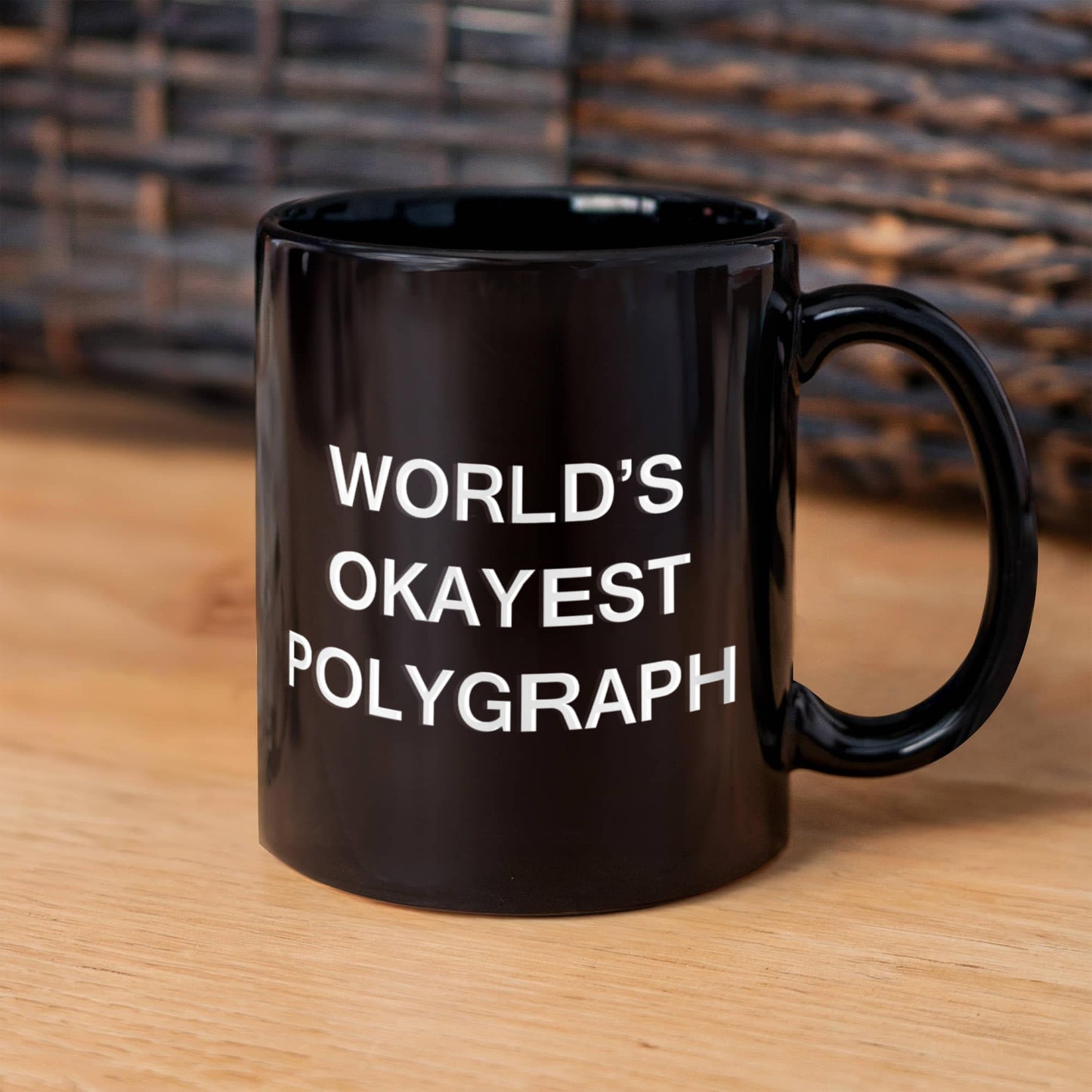 Funny Mug - World's Okayest Polygraph - Porcelain Black Funny Coffee Mug & Coffee Cup Gifts 11 OZ - Funny Inspirational and Sarcasm, Gifts Ideas