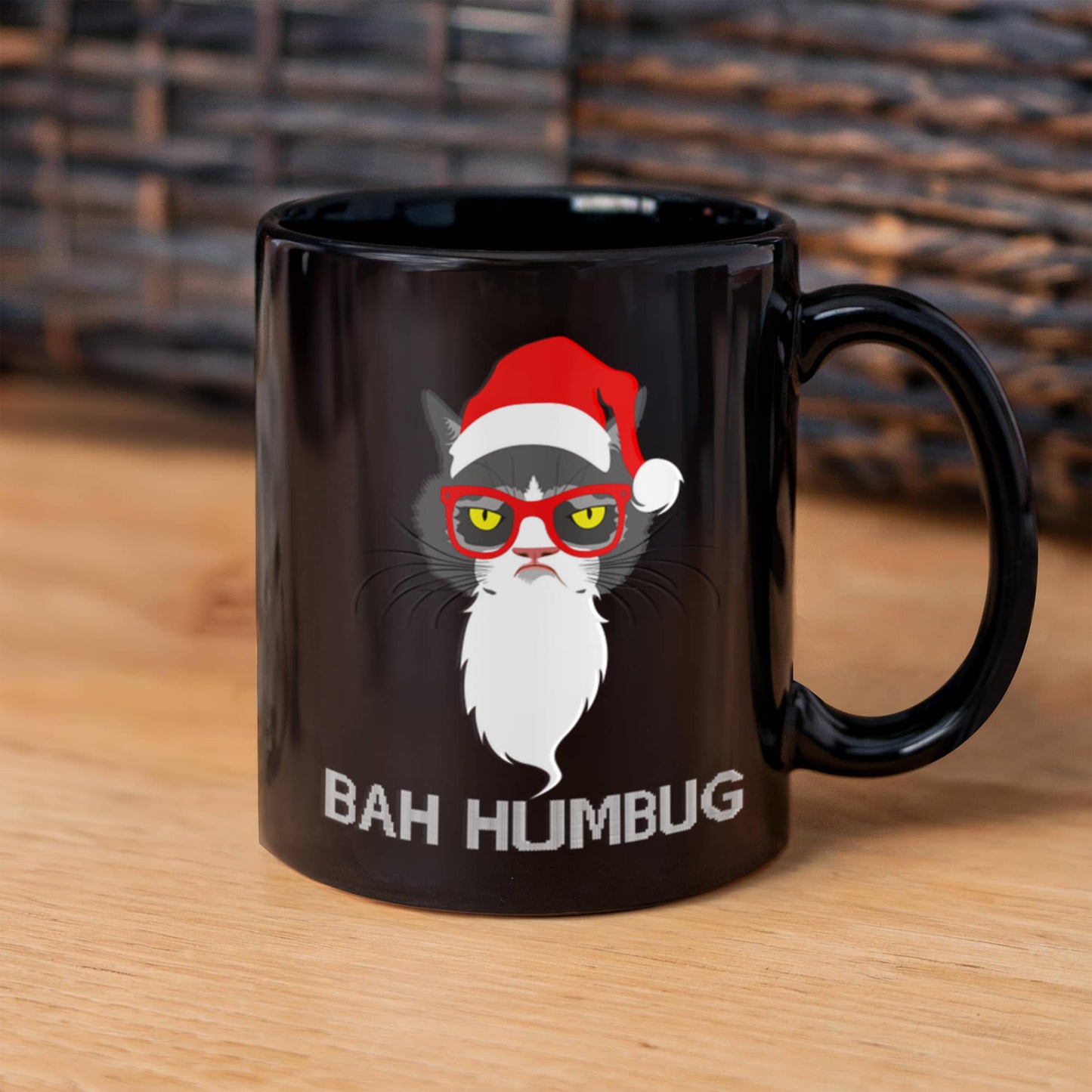 Bah Humbug Black Coffee Mugs Christmas Special Santa - Black Coffee Tea Mugs - 15 Oz