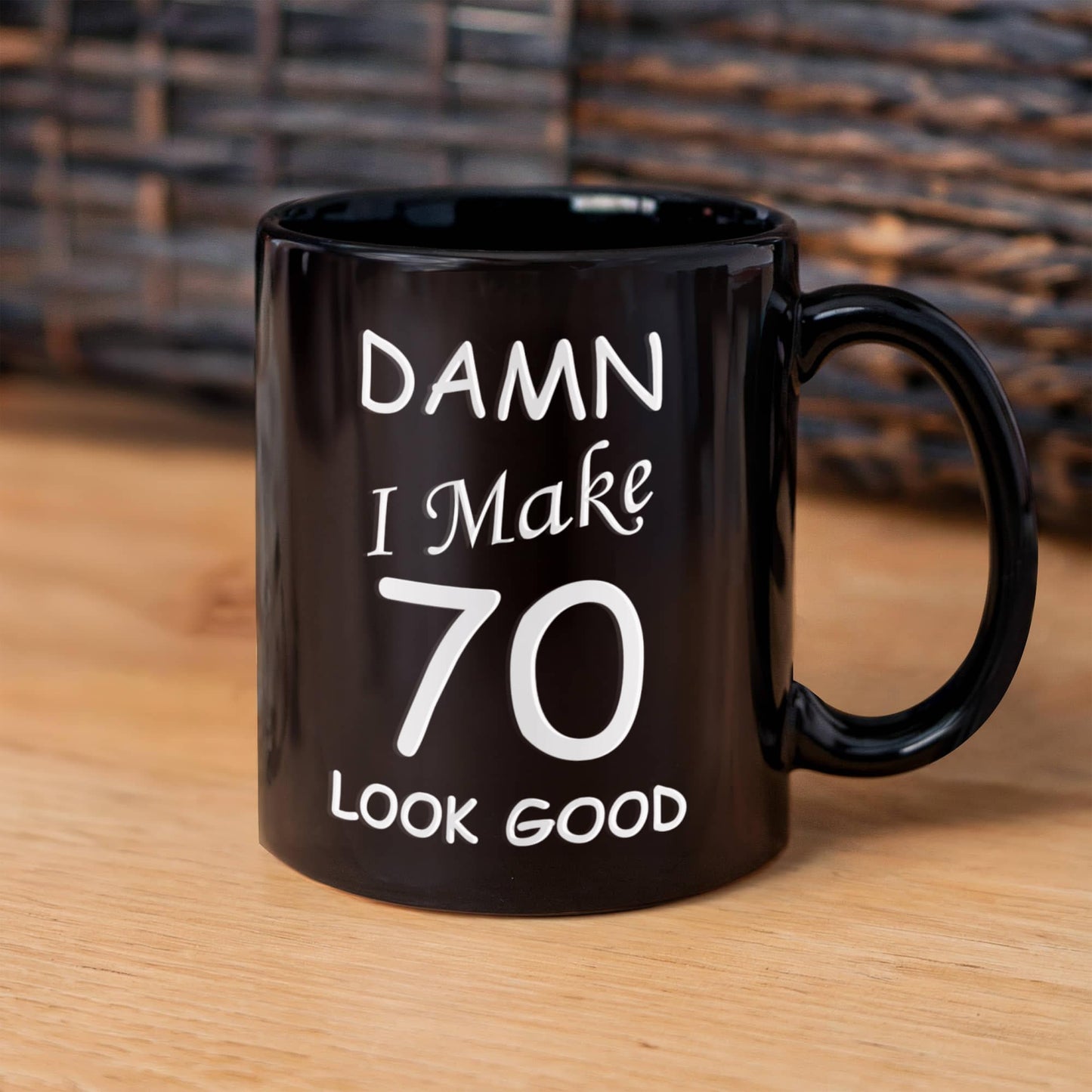 70th birthday gifts for men women - Damn I Make 70 Look Good-Black Ceramic Coffee Mug 11 oz