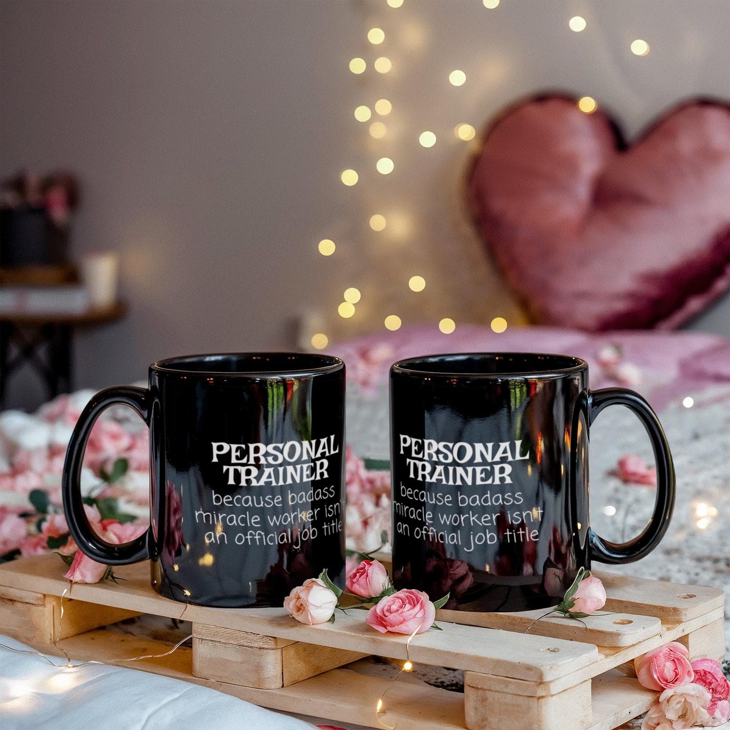Personal trainer coffee mug, gym trainer, fitness trainer mug, badass miracle worker isn't an official job title-black porcelain coffee m