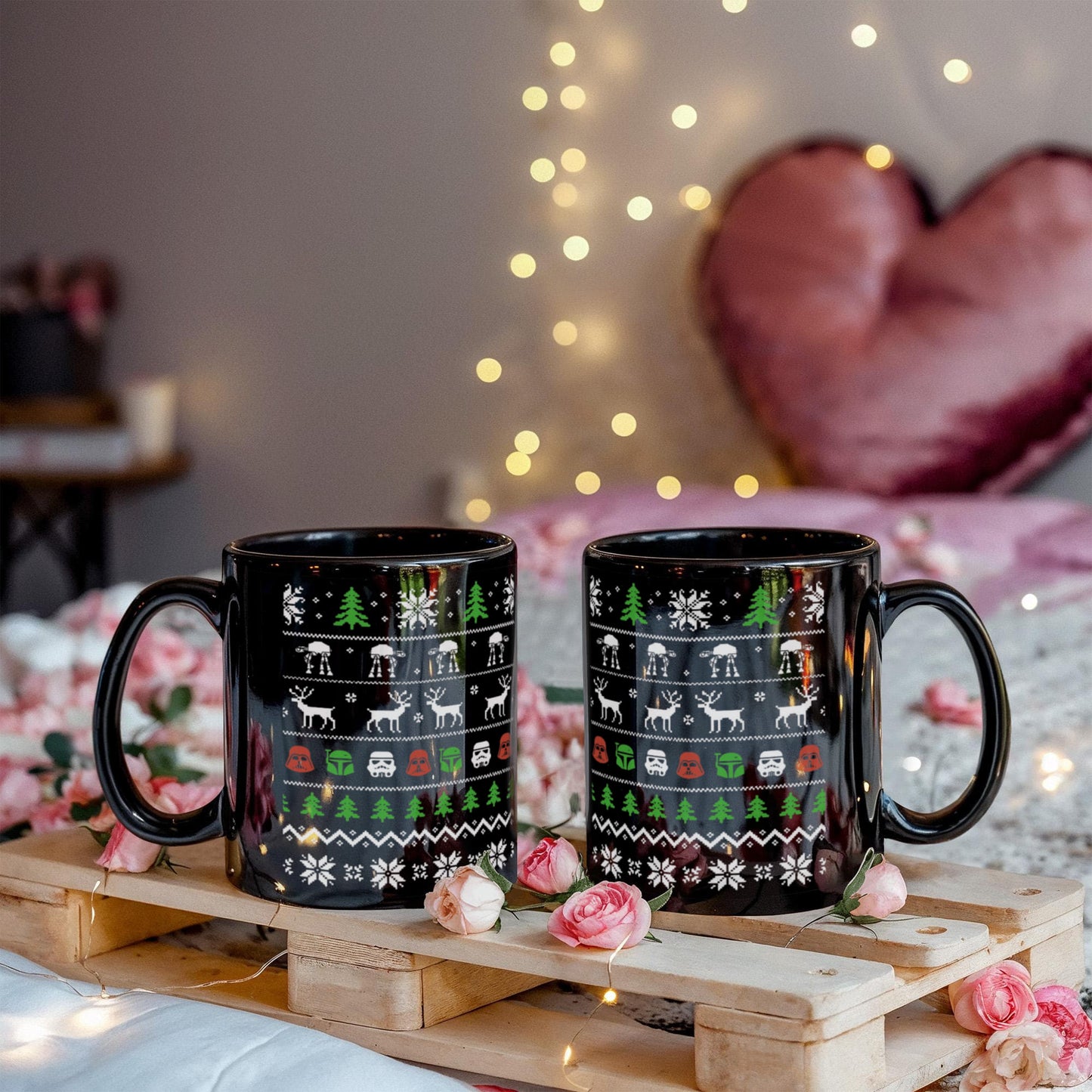 Gifts for Christmas, Christmas Star wars - Black Coffee Mug Porcelain Tea Cup 11 oz - Great Gift