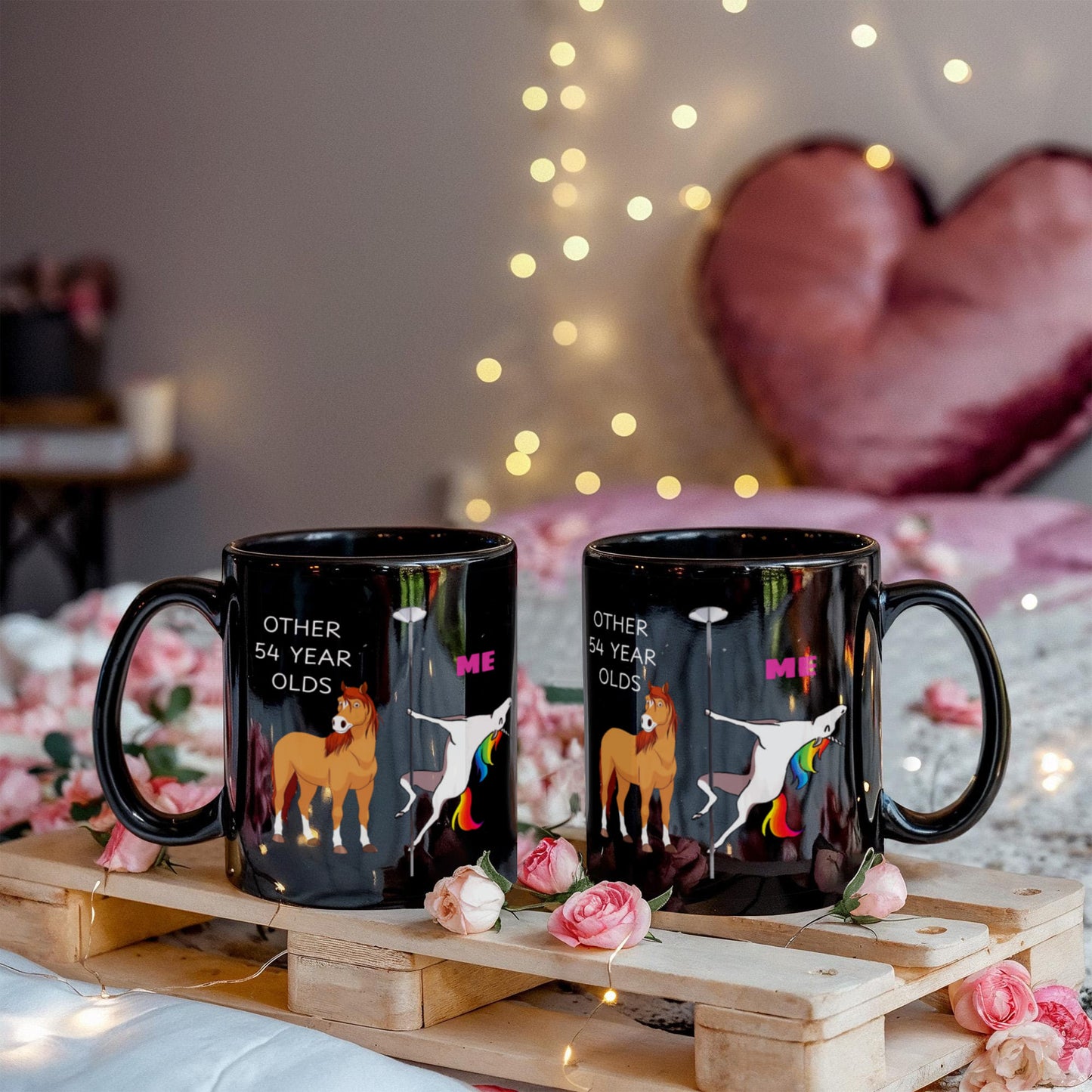 54th Birthday Gift for Women - Other 54 Year Olds Me Unicorn Coffee Mug - Black Porcelain Coffee 11 oz