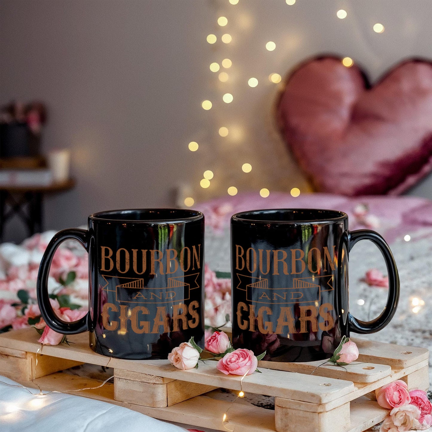 I Smoke Cigar Coffee mug, Bourbon And Cigars-Black Porcelain Coffee Mug 11 oz for Husband, Dad, Boyfriend,Grandpa