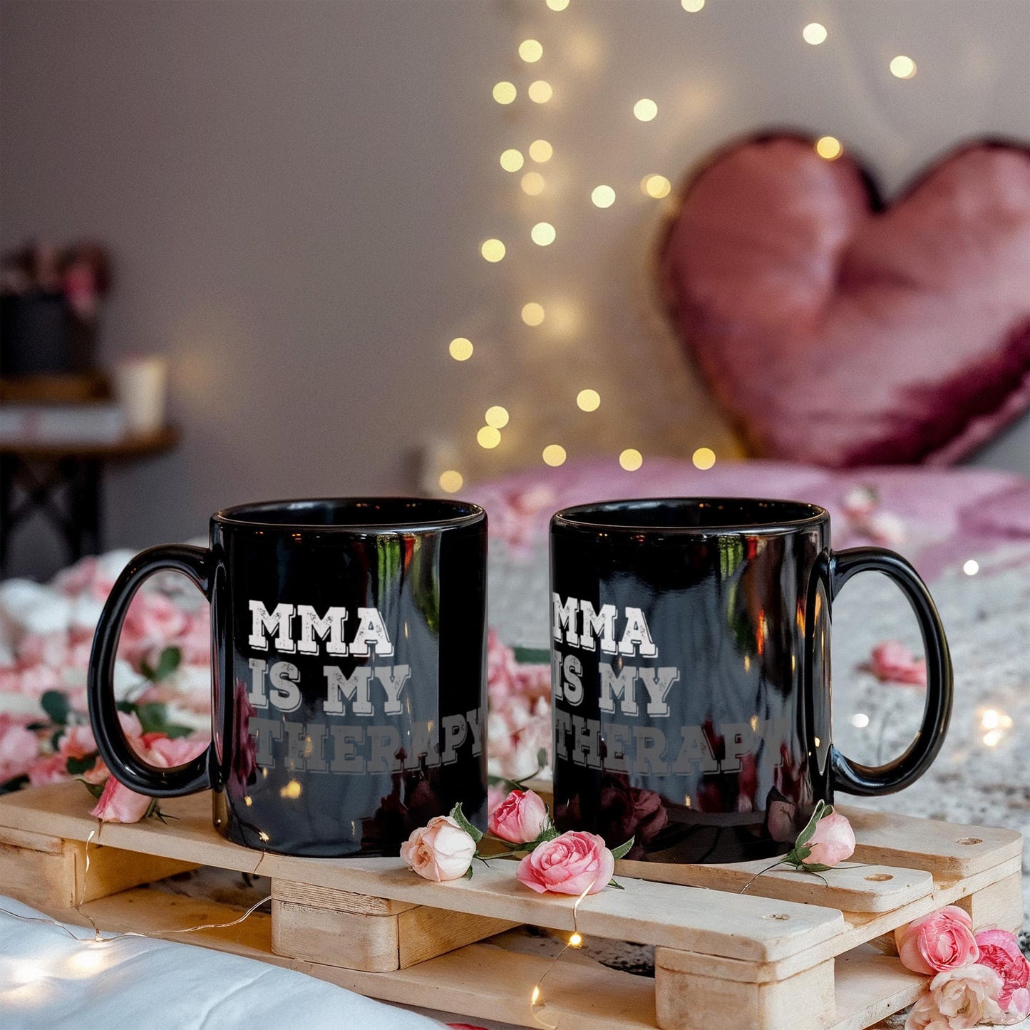 Best MMA Fighter Coffee Mug, MMA Is My Therapy-Black Porcelain Coffee Mug 11 o