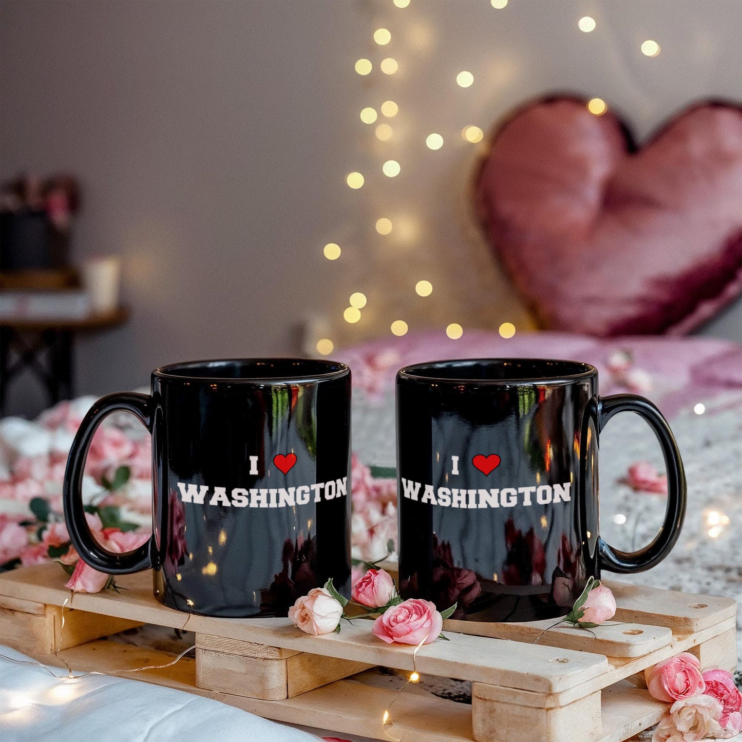 Washington Coffee Mugs,I Love Washington USA States Ceramic Black Coffee Mug Tea Cup Gifts Mugs 11 oz Funny Mugs