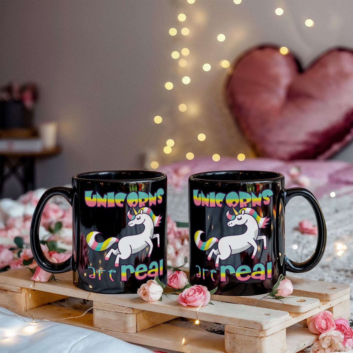 Unicorn Coffee mug, Unicorns are Real, Unicorn Mug, Teen Coffee mug- Black Porcelain Coffee Mug 11 oz
