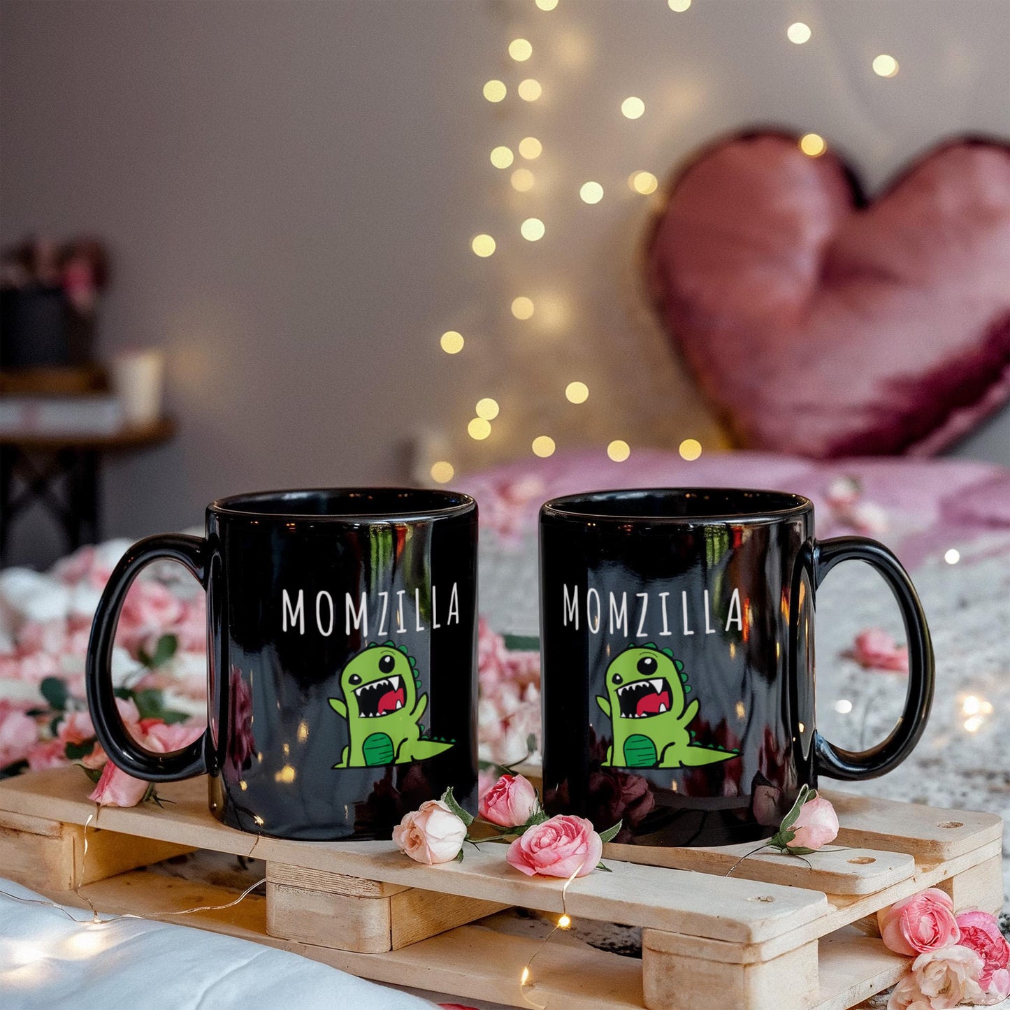 Momzilla,Dinosaur Momster Mothers Day Cheeky Coffee Mug, Moms Birthday Mug- Black Porcelain Coffee Mug 11 Oz Moms Mug