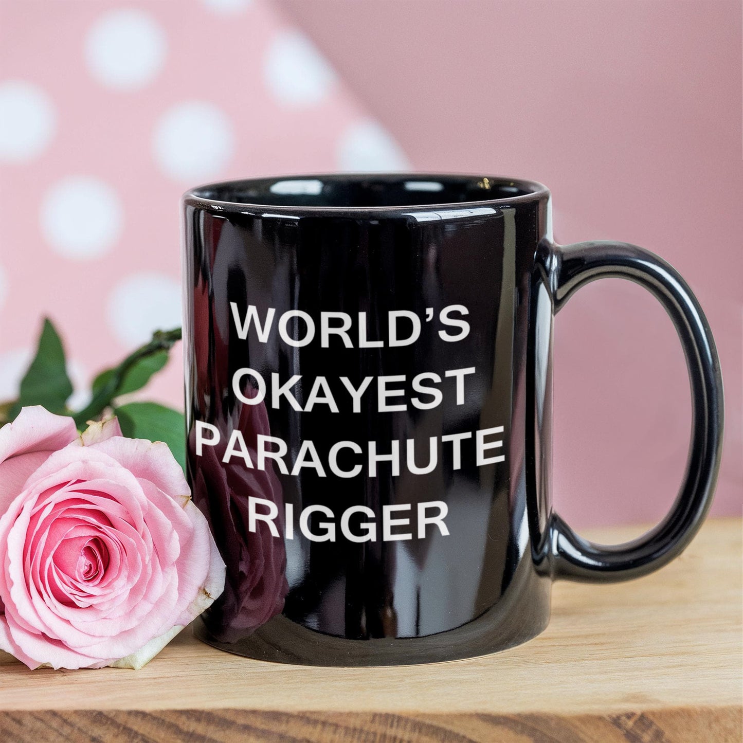 Funny Mug - World's Okayest Parachute rigger - Porcelain Black coffee mugs 11 oz