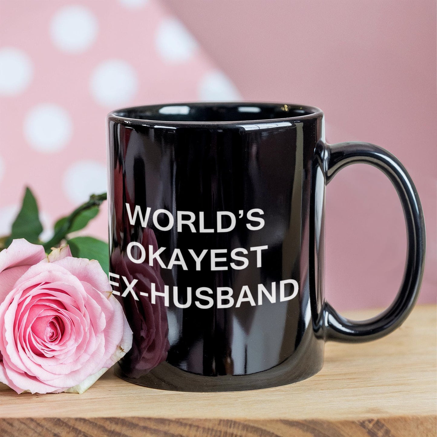 Funny Mug, Gifts For Ex-Husbands - World's Okayest Ex-Husband - Porcelain Black Funny Coffee Mug & Coffee Cup Gifts 11 oz