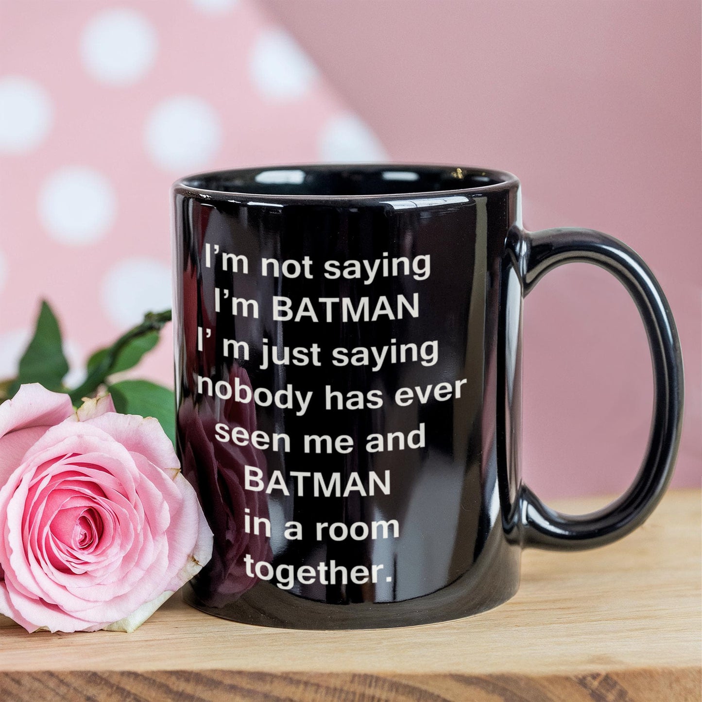 Batman And Me Black Mugs - Funny Coffee Mugs For SuperHero Lovers - Porcelain Black Mug 11 oz
