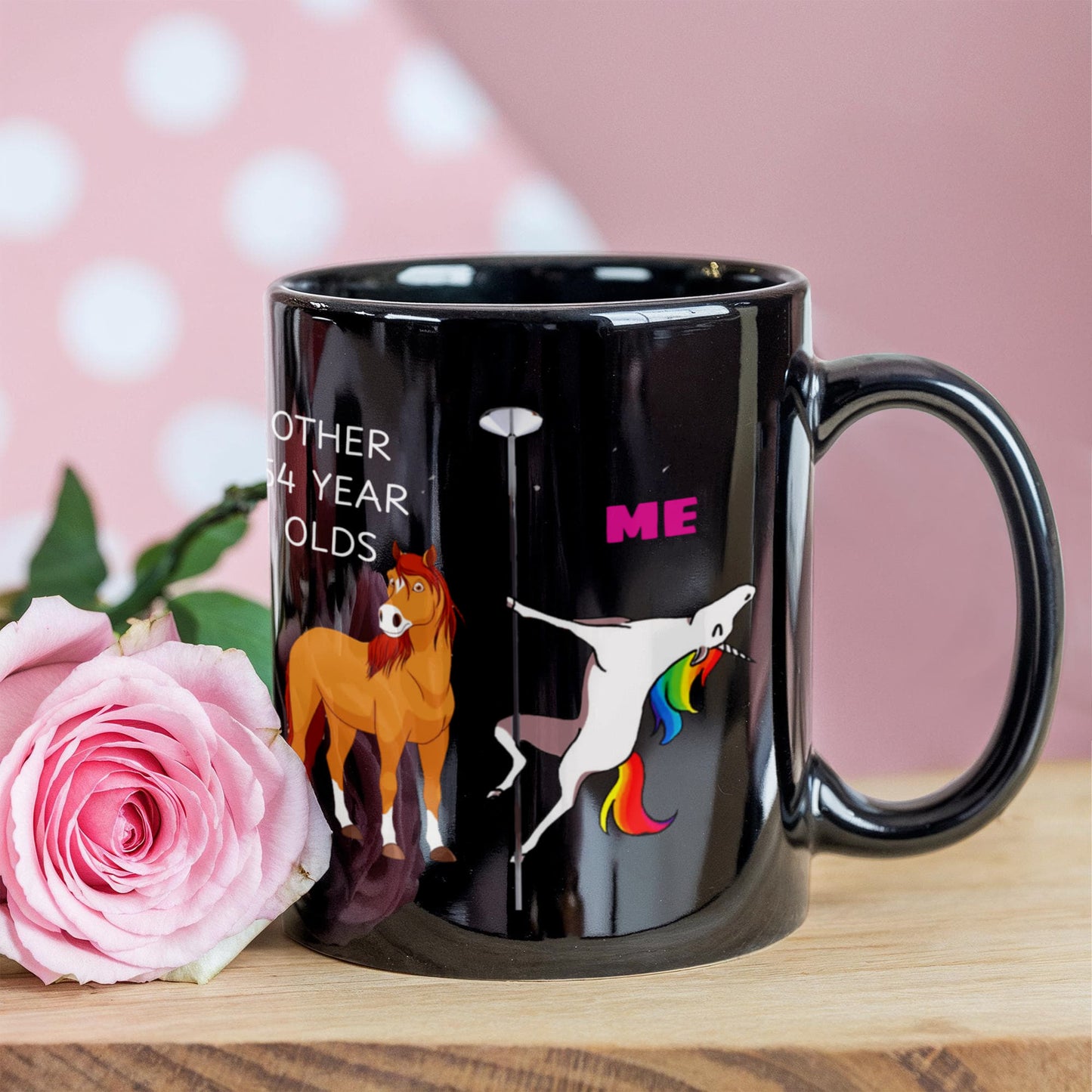 54th Birthday Gift for Women - Other 54 Year Olds Me Unicorn Coffee Mug - Black Porcelain Coffee 11 oz